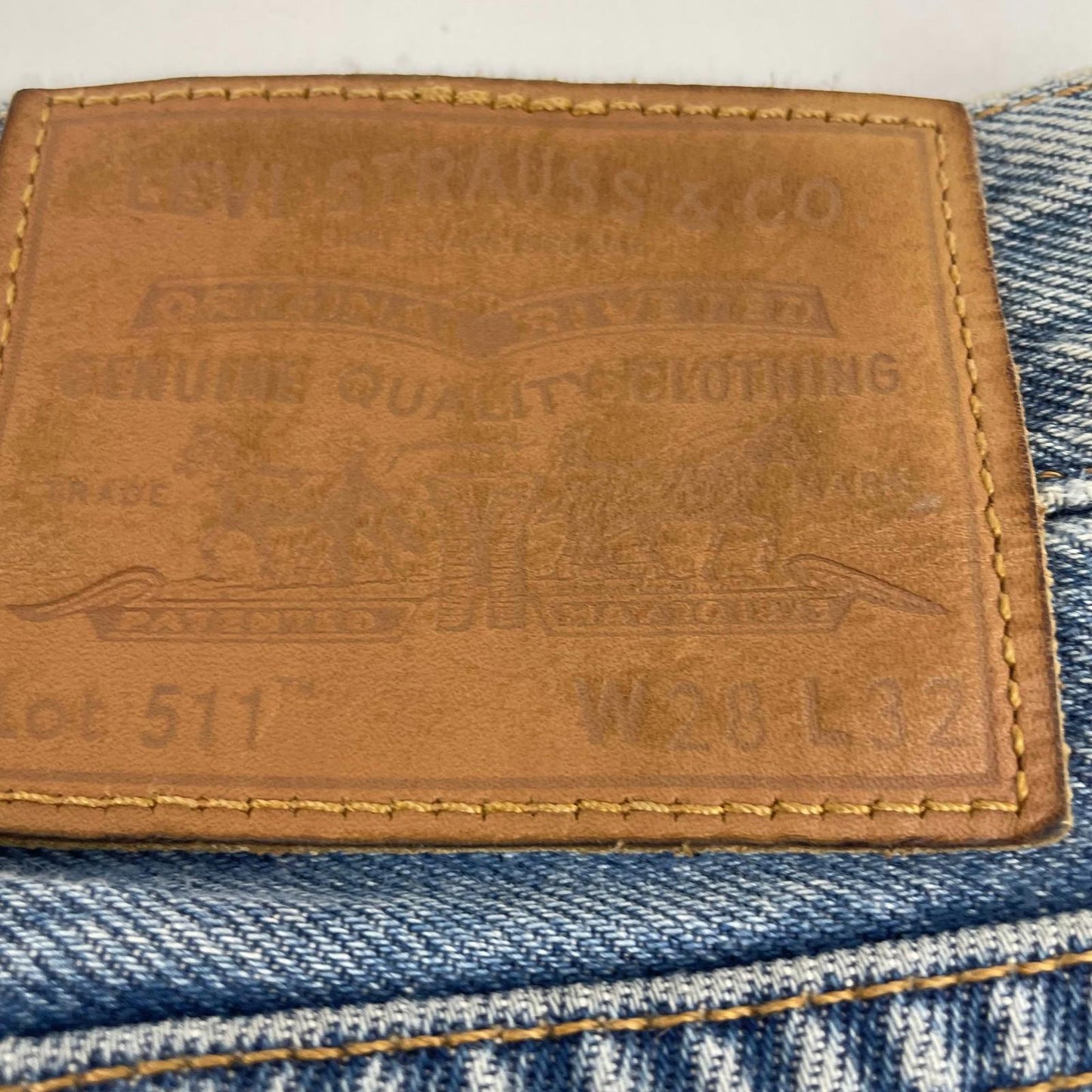 Levi's 511 Jeans Straight Leg Vintage 90s Distressed Blue Mens W28 L32