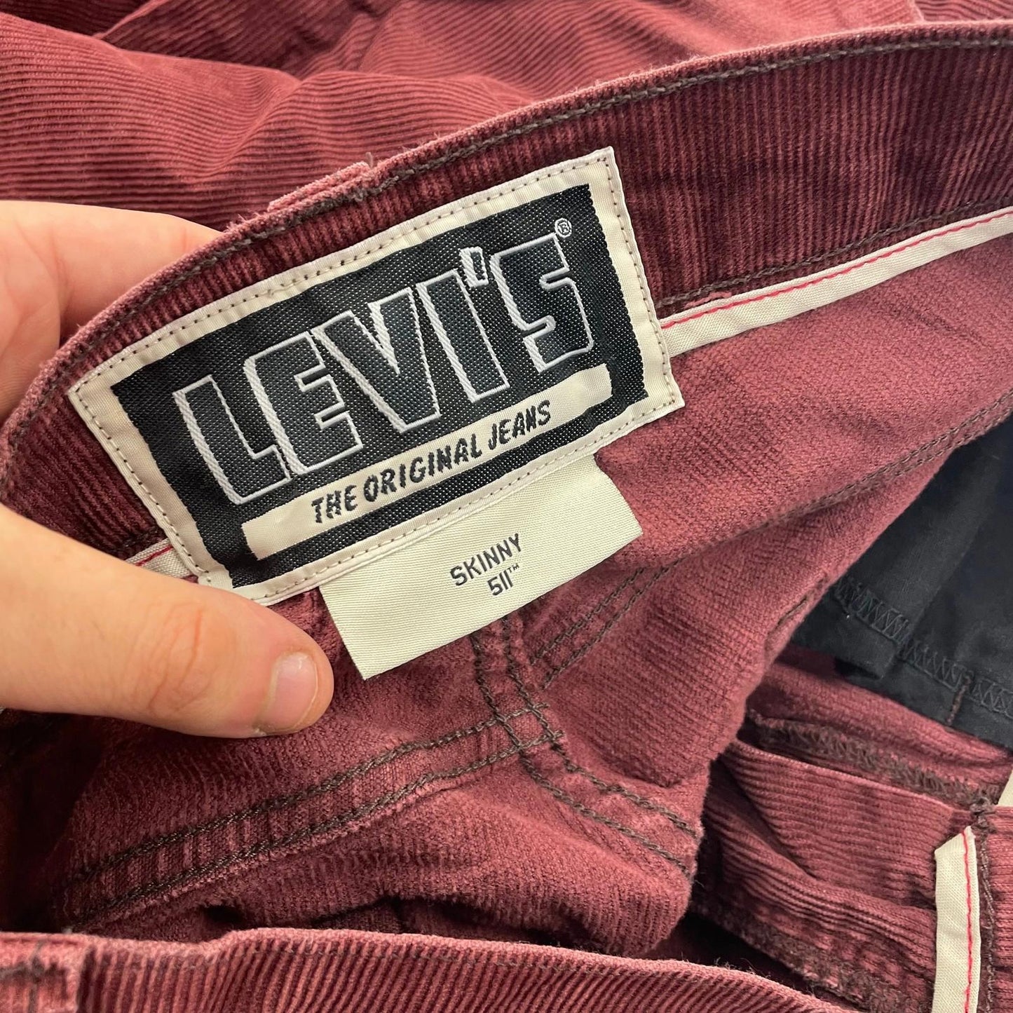 Levi's 511 Skinny Corduroy Trousers Red Mens W28 L30