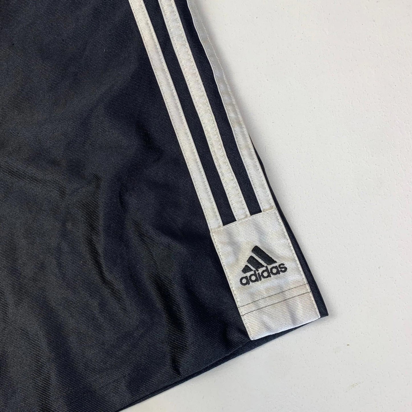 ADIDAS Athletic Shorts Three Stripes Logo Black Elastic Waist Mens M