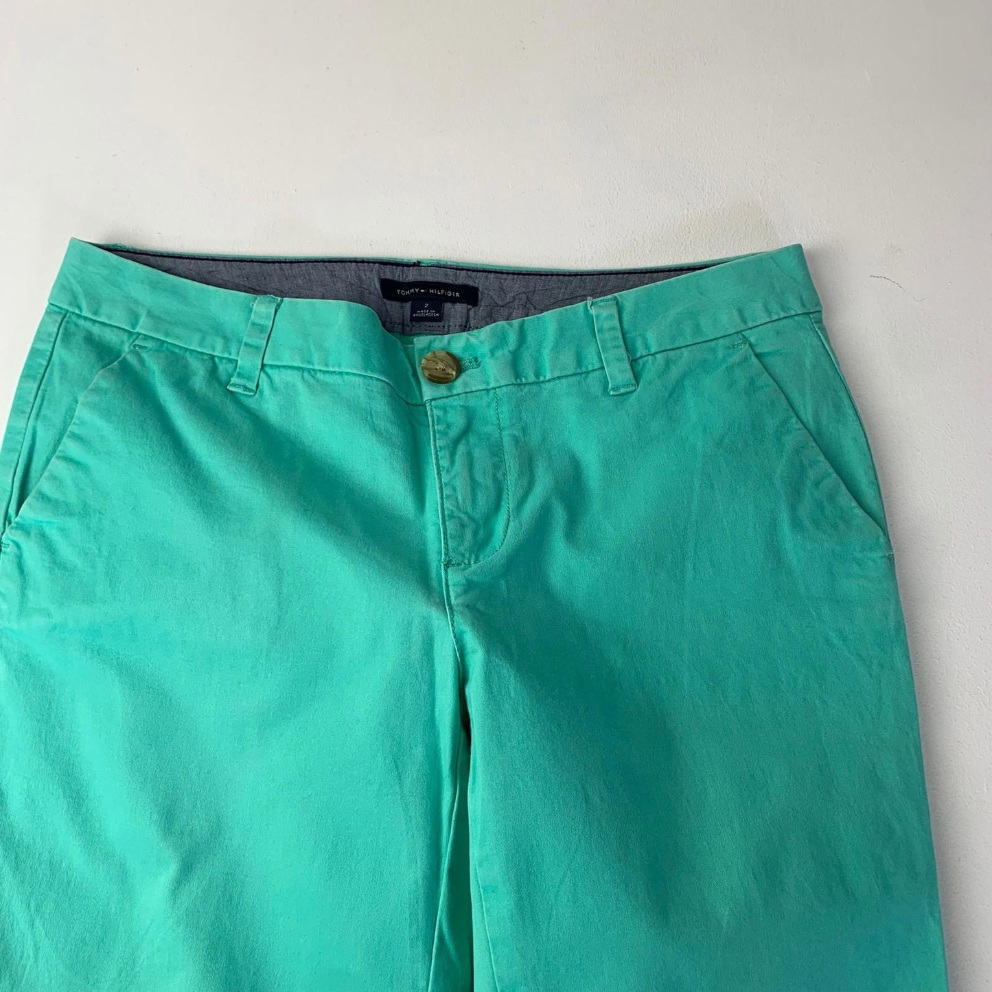 Tommy Hilfiger Stretch Slim Ankle Trousers Green Women UK 6