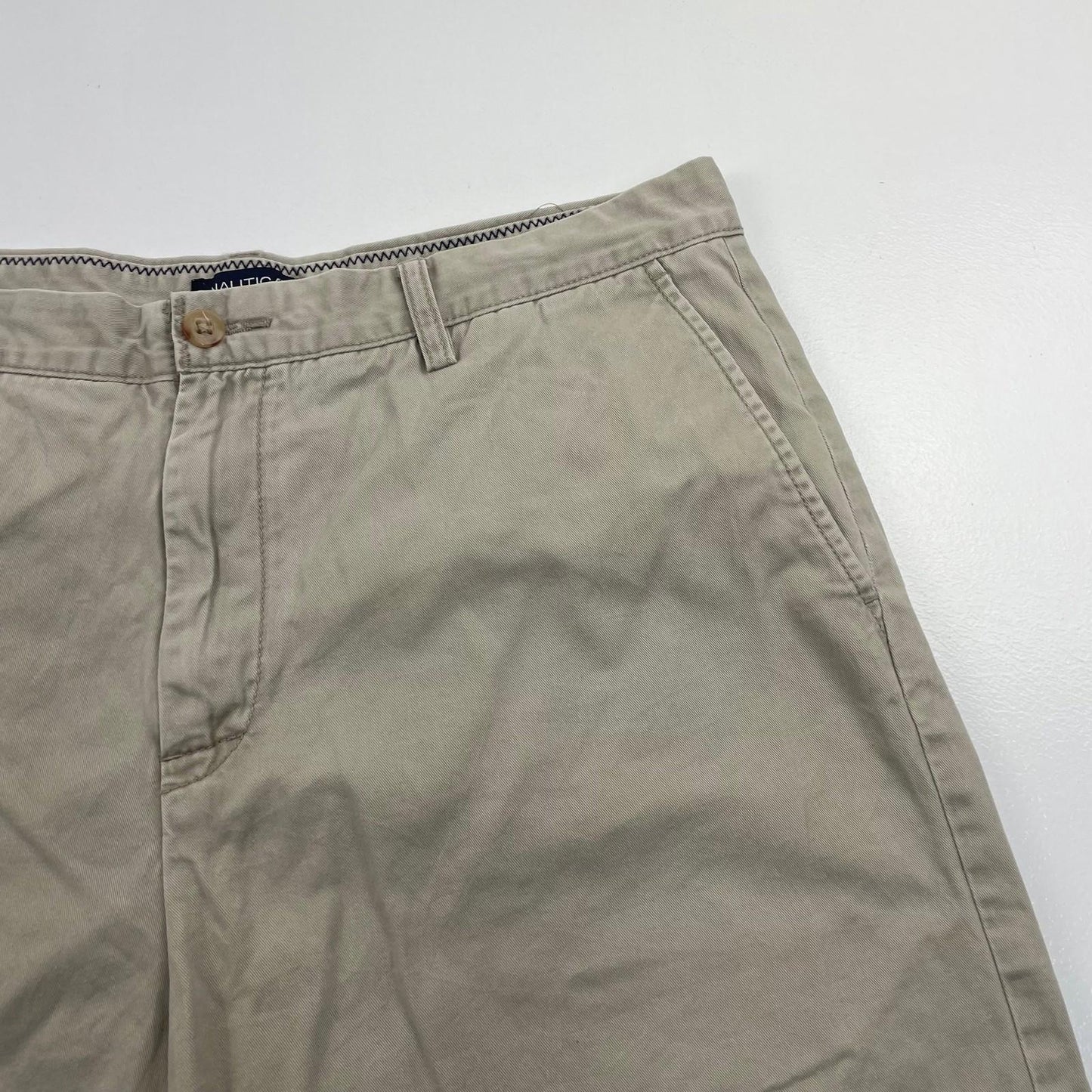 Nautica Chino Shorts Classic Casual Beige Cotton Mens 36
