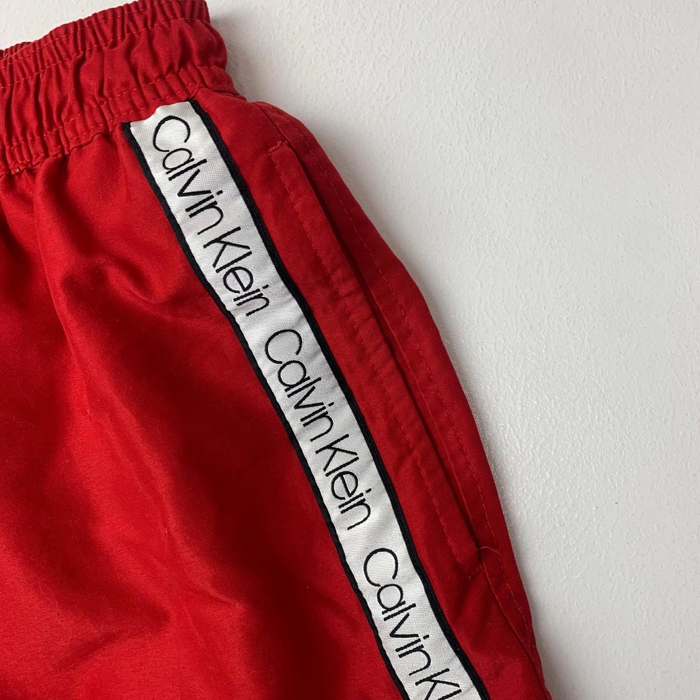 CALVIN KLEIN Swim Shorts Logo Tape Red Mens Small