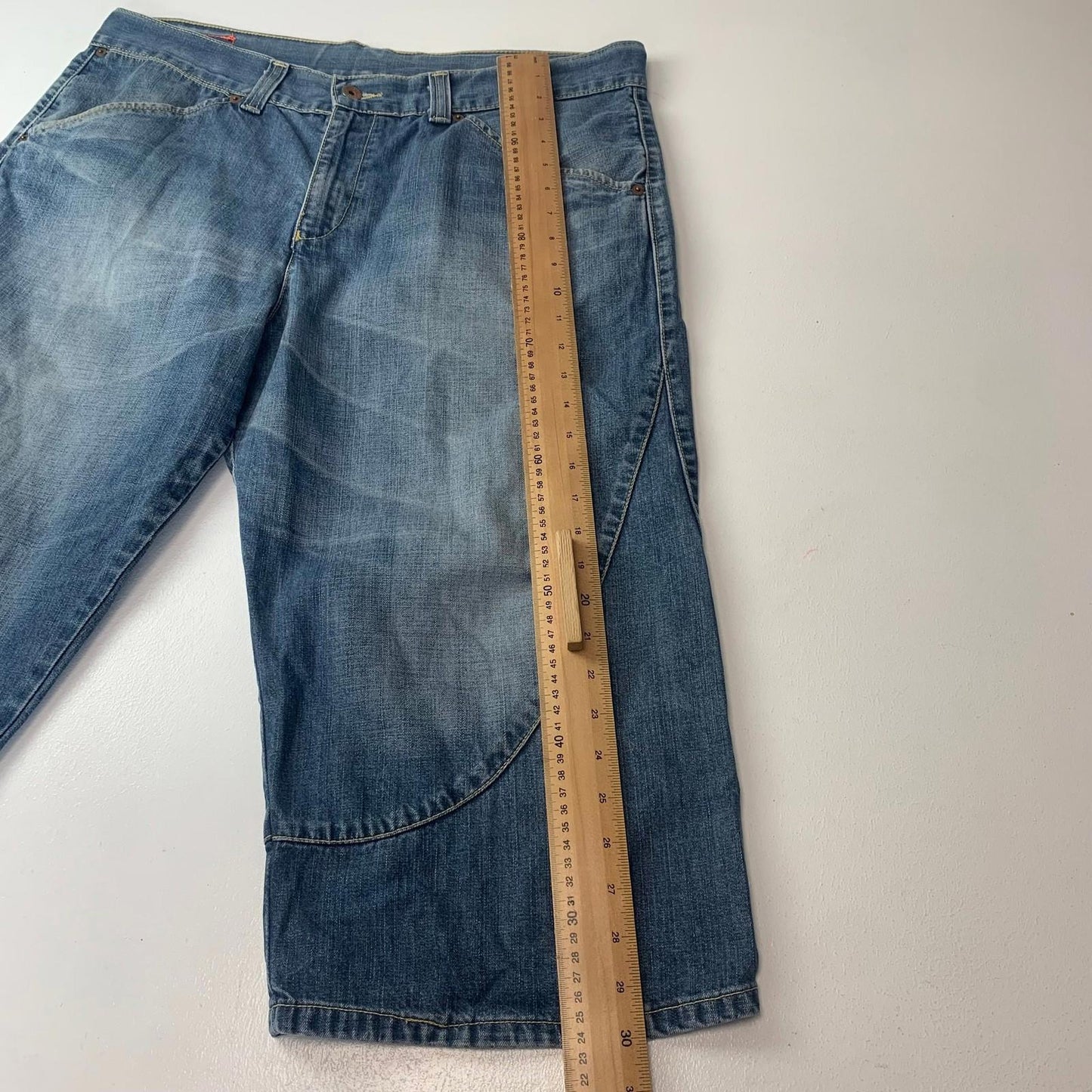 Levi's Denim Jorts Light Wash Button Fly Casual Relaxed Fit Blue Mens 38