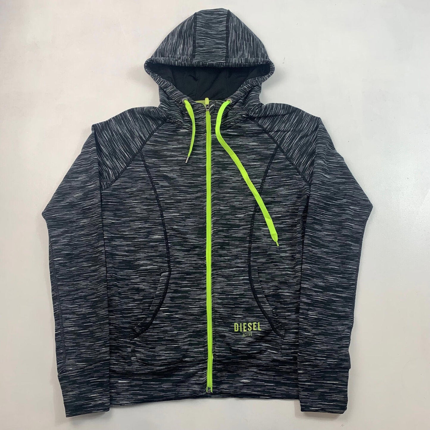Women’s DIESEL ACTIVEWEAR Full Zip Hoodie / Small / Black & Grey / Stretchy
