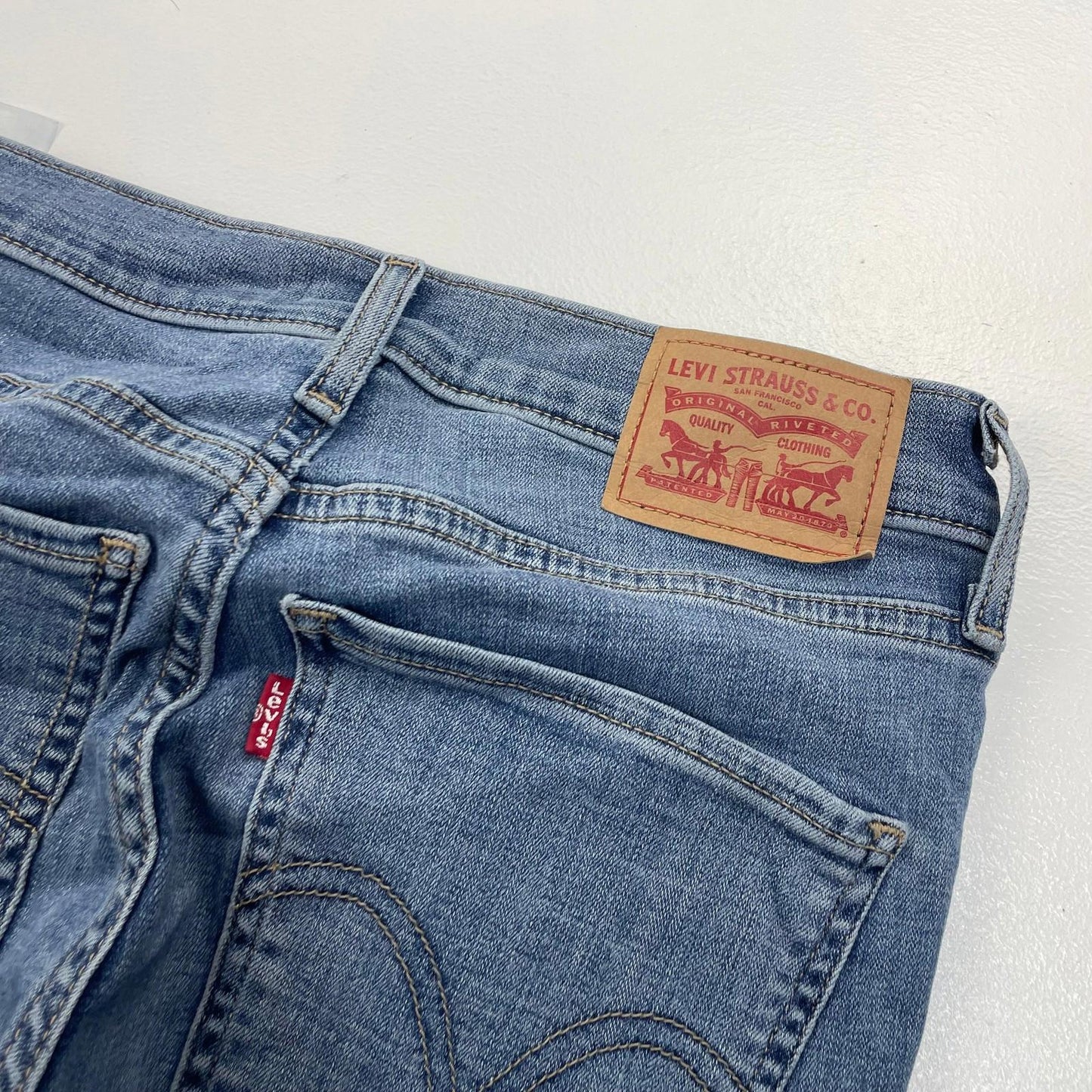 Levi's Mile High Super Skinny Distressed Jeans Blue Denim Women UK 8
