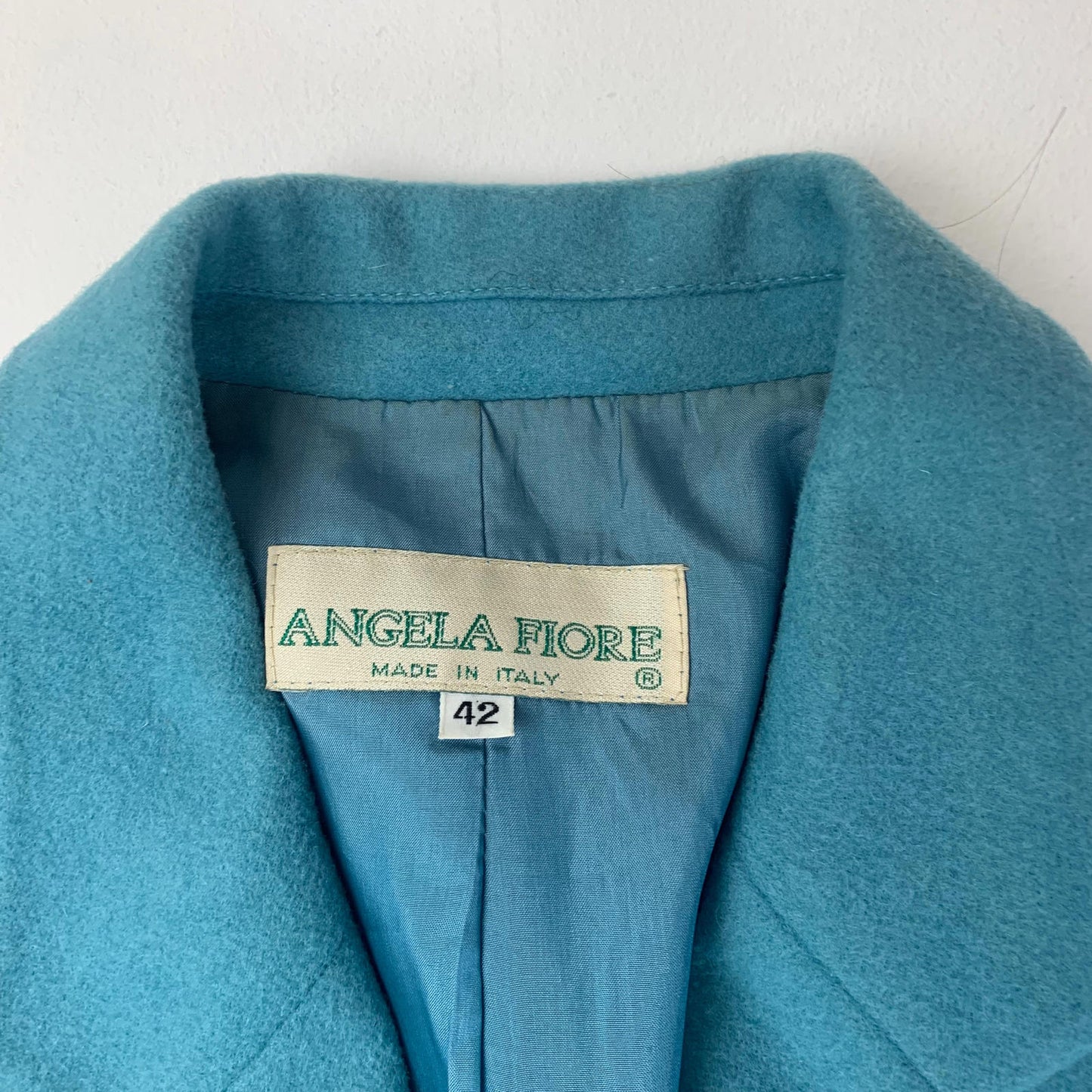 Women’s Vintage ANGELA FIORE Cropped Wool Jacket / Turquoise / Italian 42