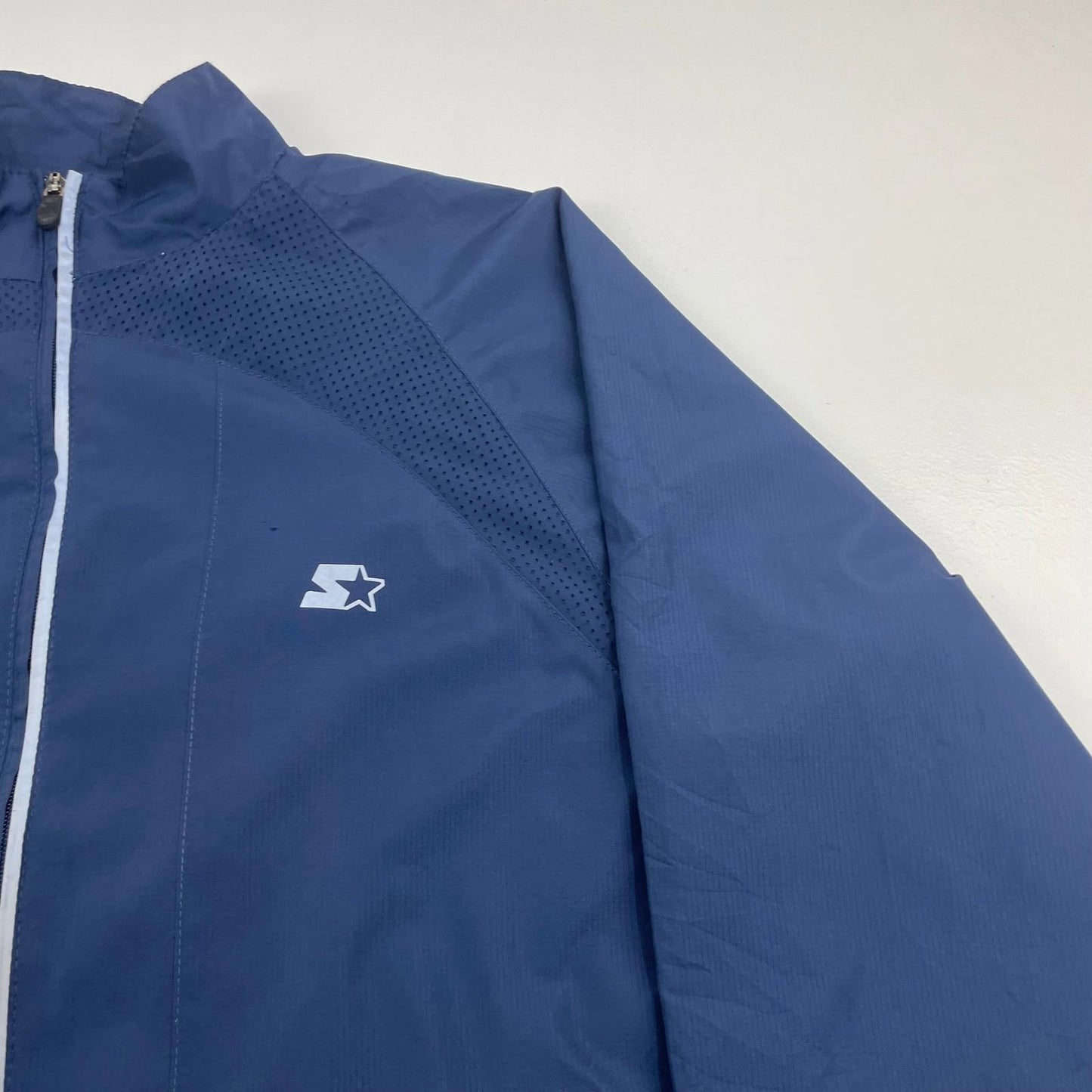 Starter Track Jacket Perforated Windbreaker Blue Mens Size M