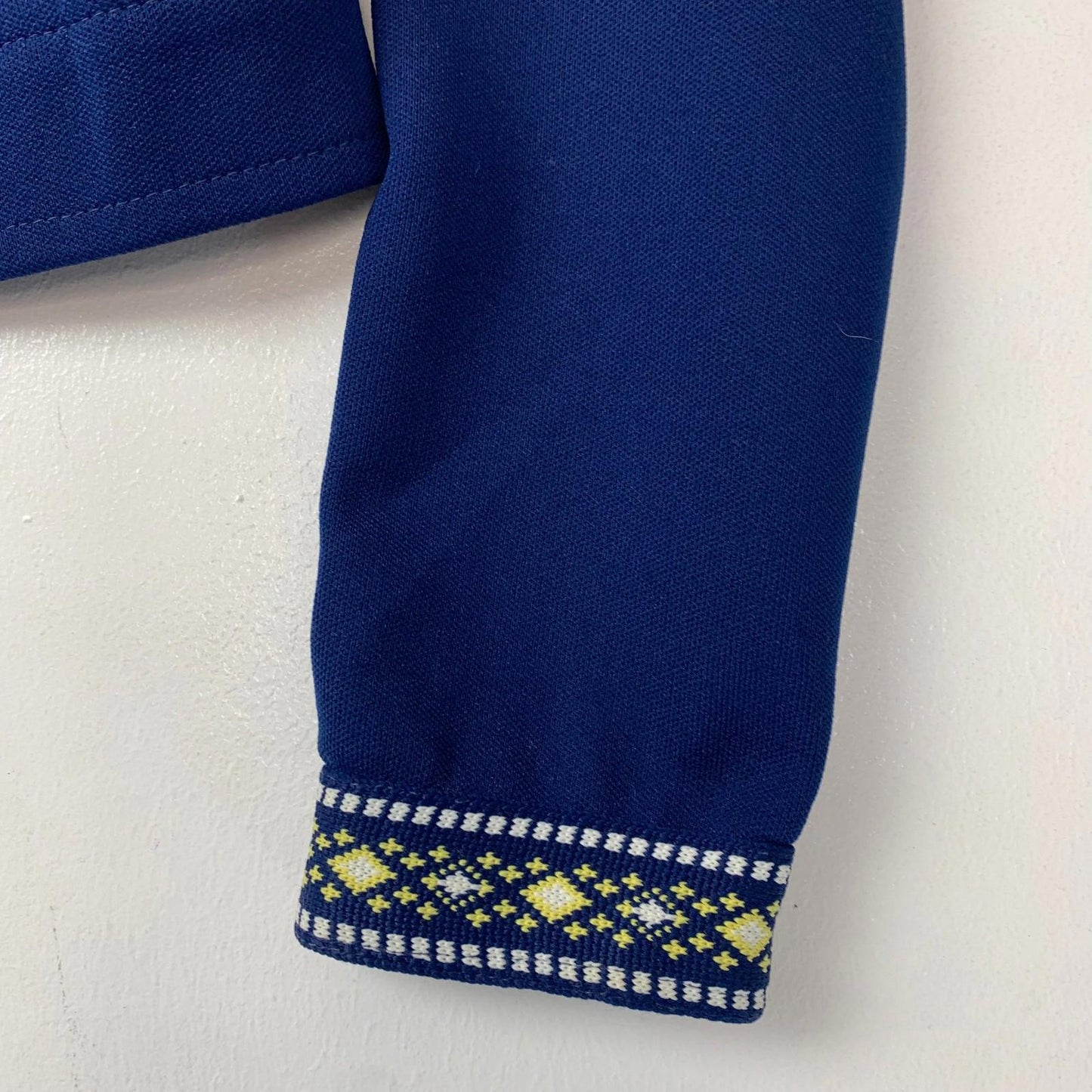 VINTAGE Zip Jacket Embroidered Retro Blue White Collar Women