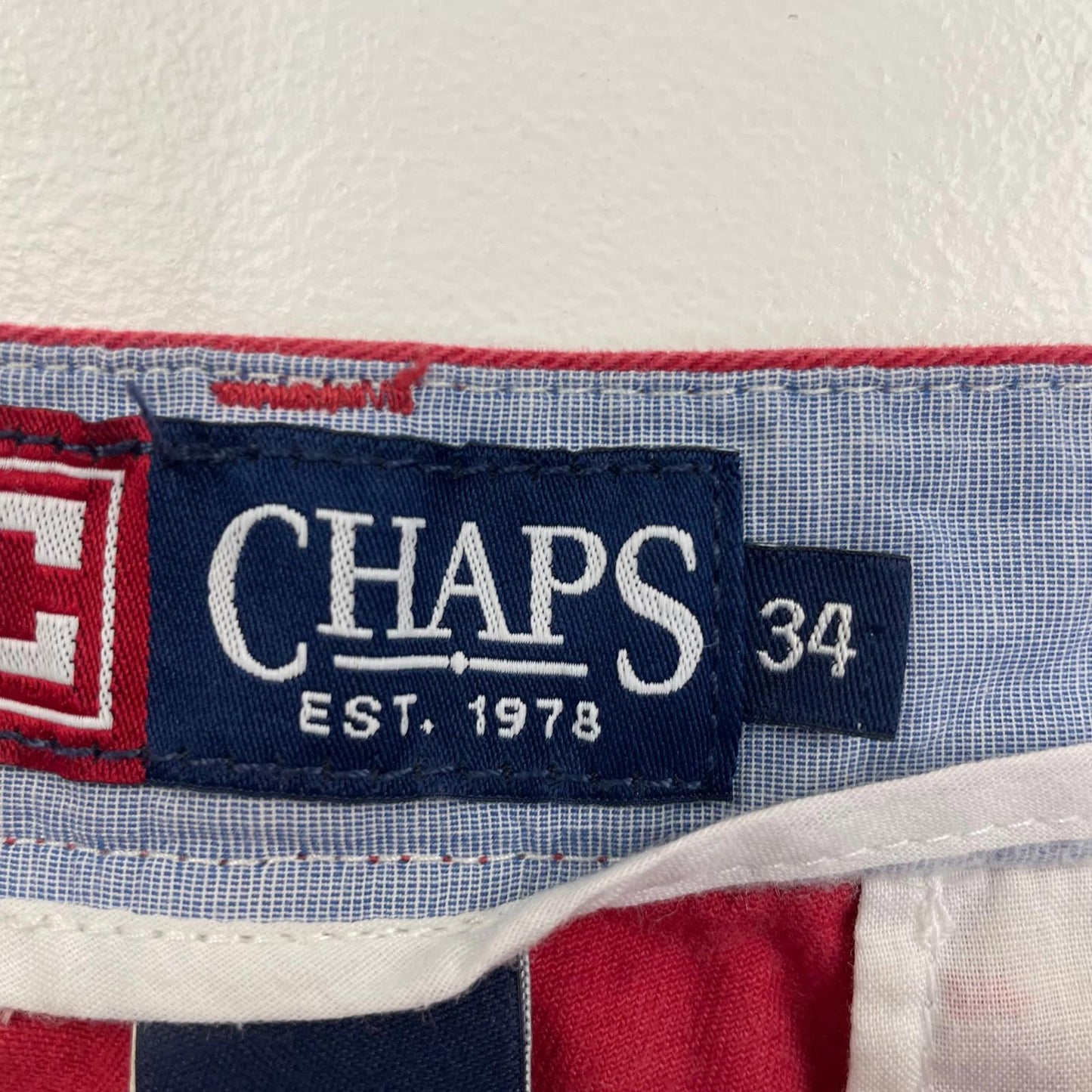 CHAPS Chino Shorts Casual Button Pocket Red Mens 34