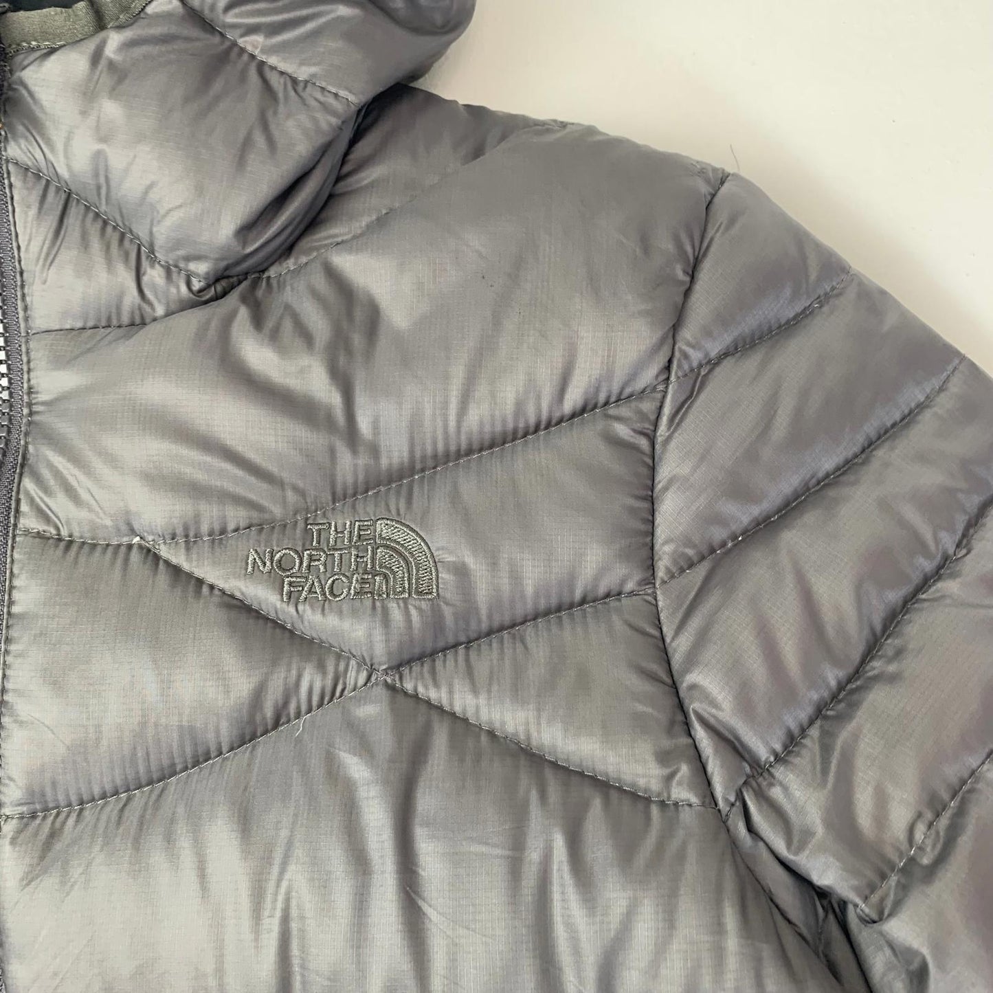 The North Face Puffer Jacket Hooded Warm Winter Coat Grey Women S