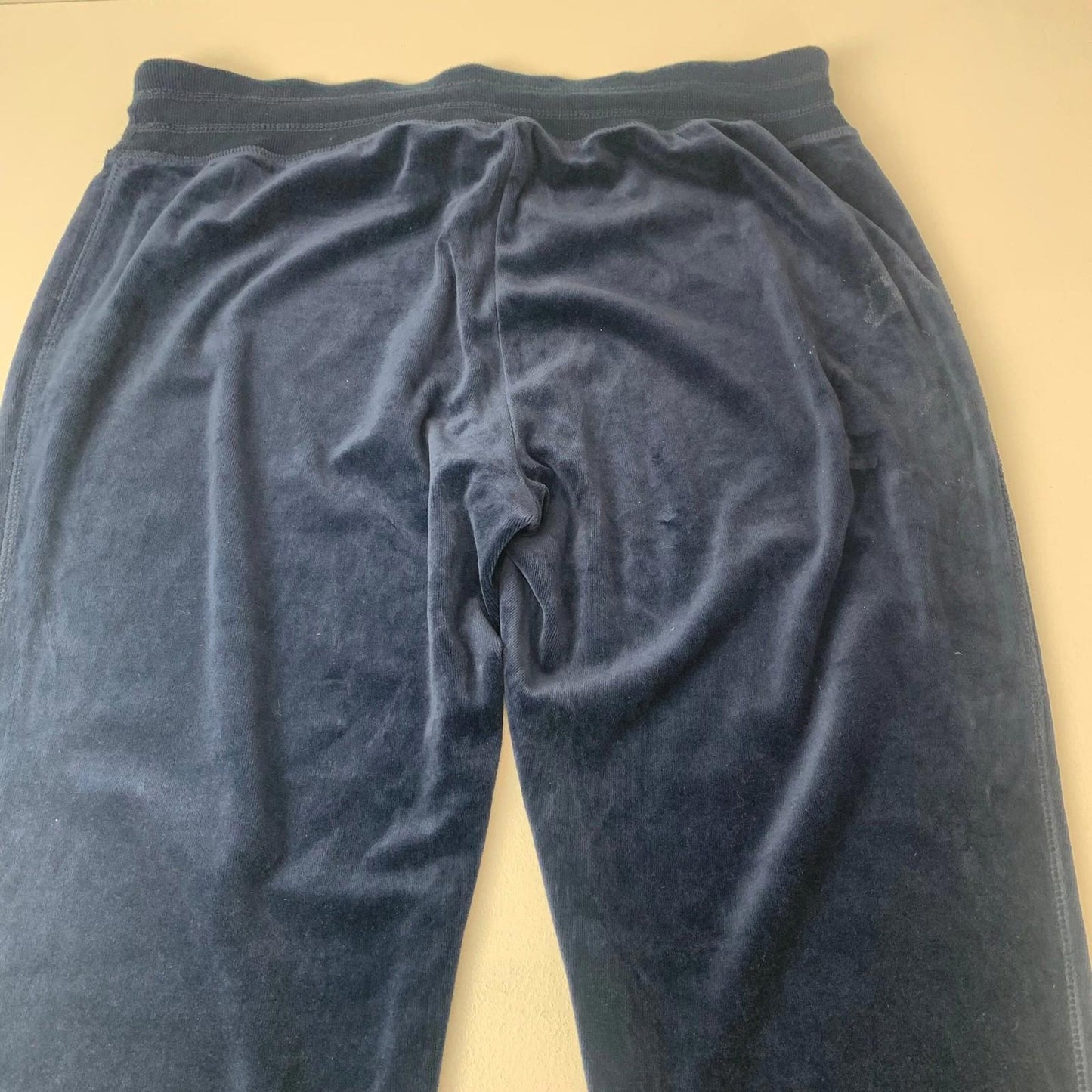 Calvin Klein Jogger Sweatpants Velour Ribbed Cuffs Navy Blue Women XL