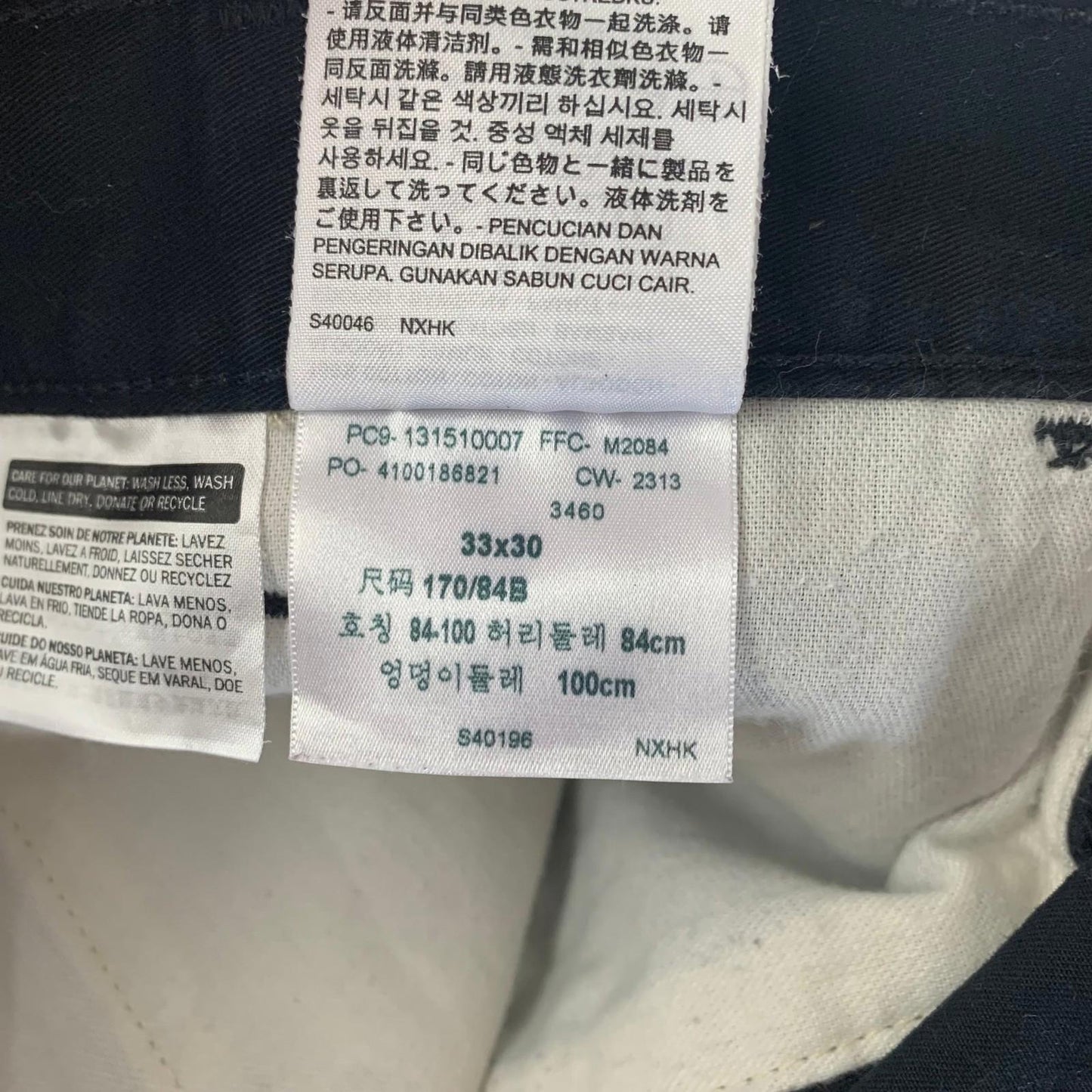 Levi's Original Chino Straight Leg Black Trousers Mens 33x30