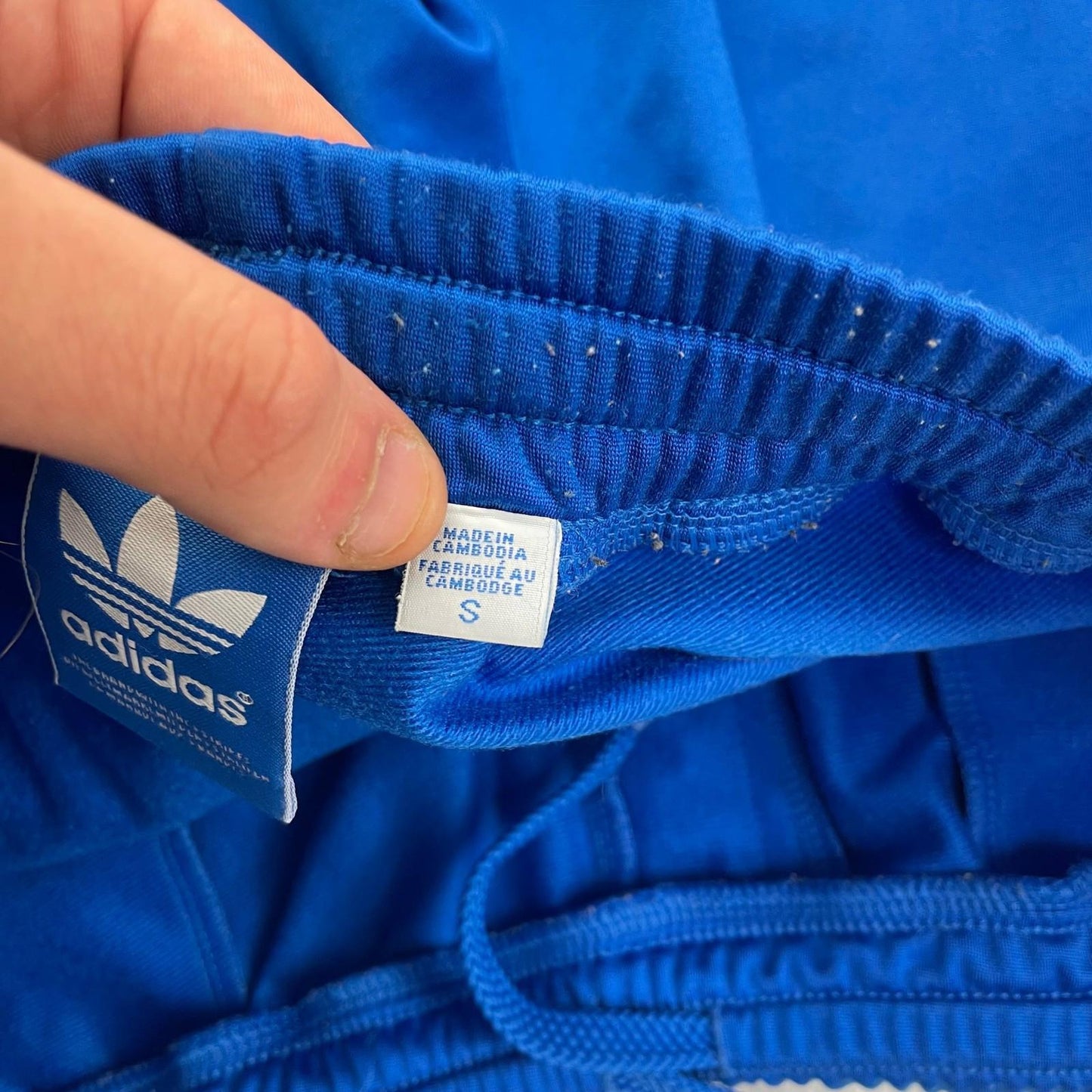 ADIDAS Activewear 3/4 Length Shorts Blue Striped Logo Mens Small