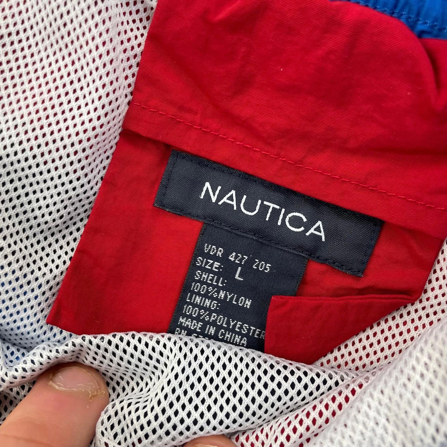 NAUTICA Swim Shorts Red Blue Striped Drawstring Mens Large L