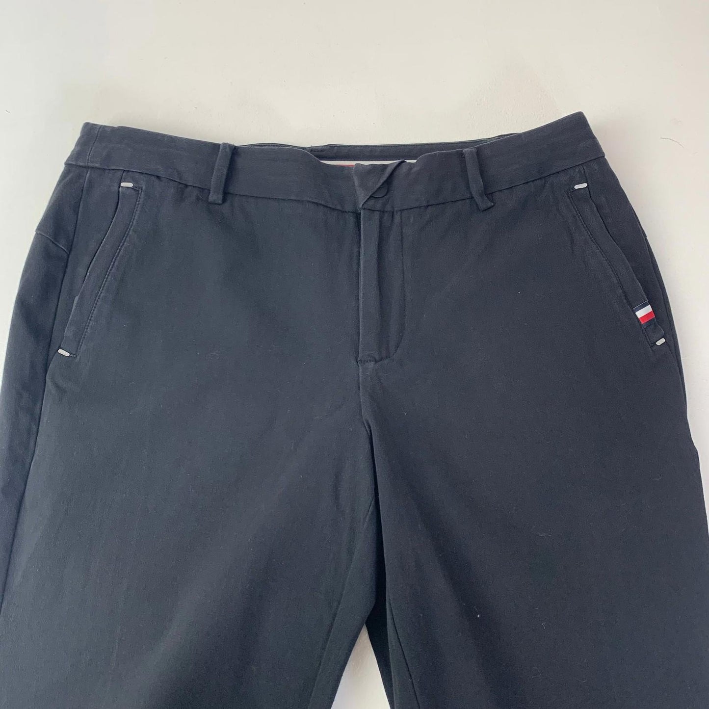 Tommy Hilfiger Trousers Straight Leg Zip Pockets Black Women UK 14