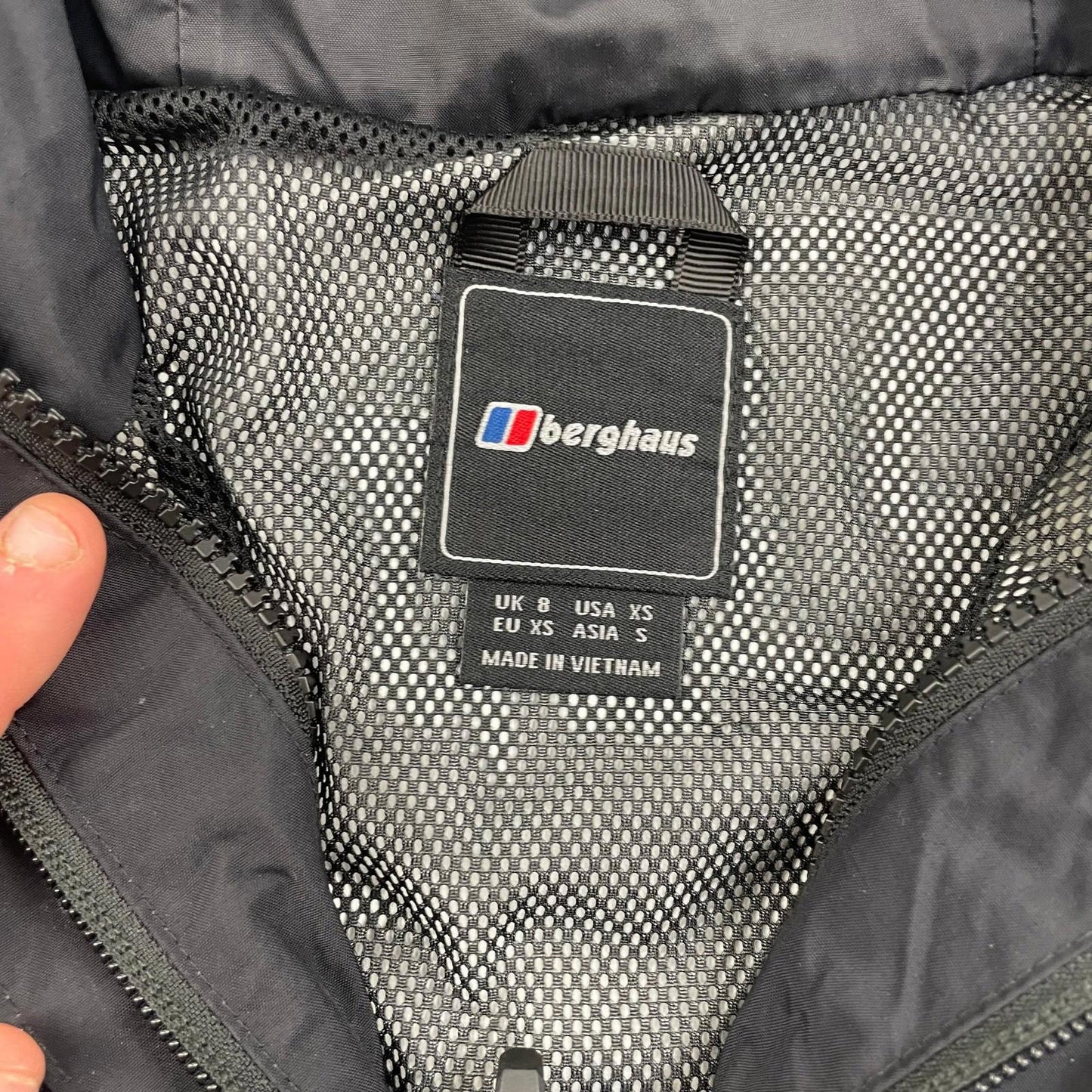 BERGHAUS Hydroshell Waterproof Jacket Hooded Outdoor Black Womens UK 8