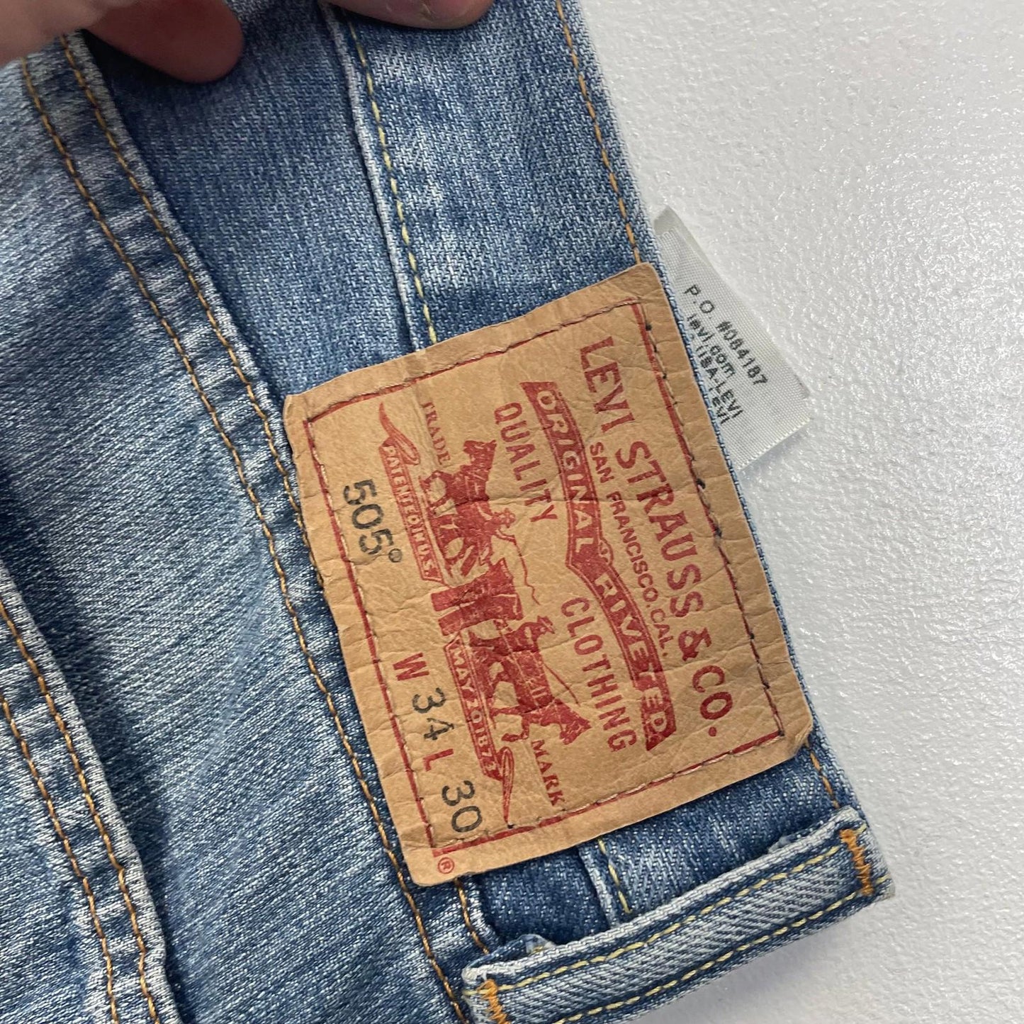 LEVI'S 505 Jeans Straight Fit Blue Denim Vintage Washed Mens W34 L30