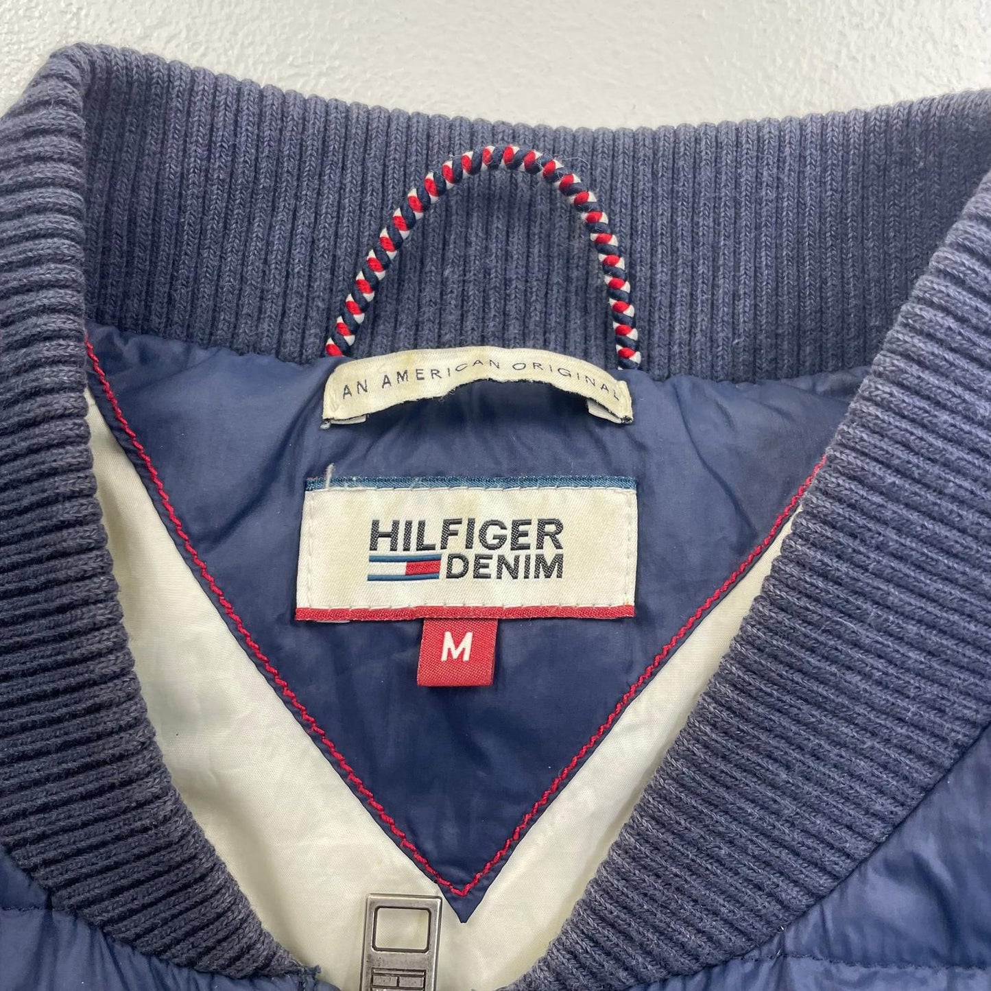 Hilfiger Denim Puffer Jacket Quilted Vintage Blue Women Medium