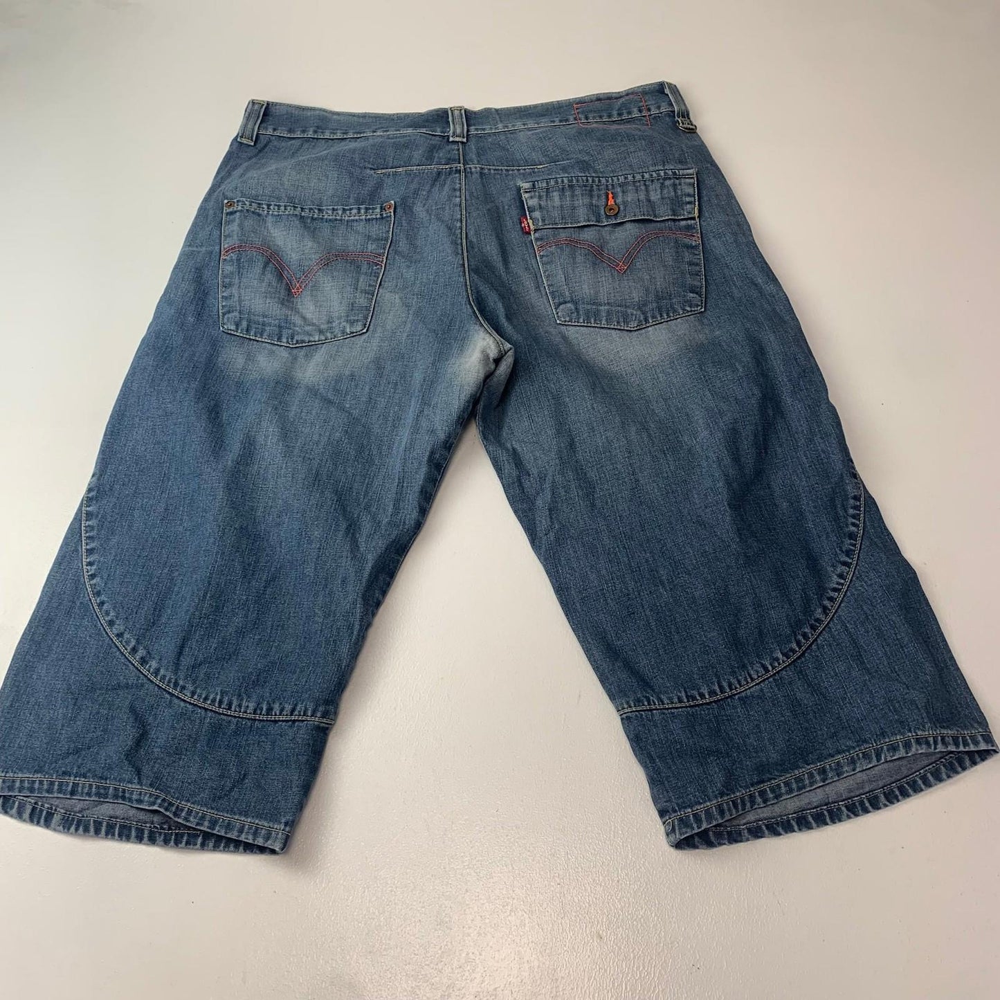 Levi's Denim Jorts Light Wash Button Fly Casual Relaxed Fit Blue Mens 38