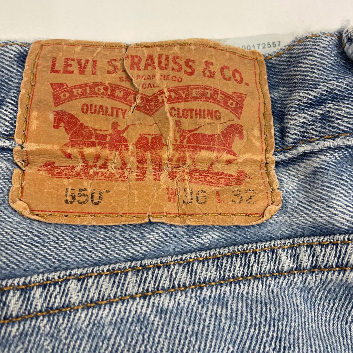 LEVI'S Jeans Straight Distressed Light Wash Denim Mens 36 X 32