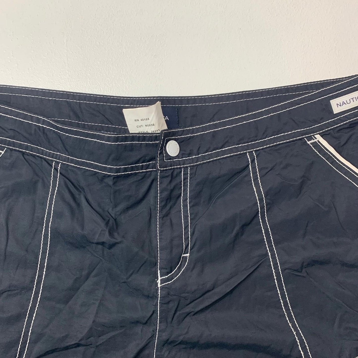 NAUTICA Swim Bottoms Board Shorts Navy Stitch Detail Mens L