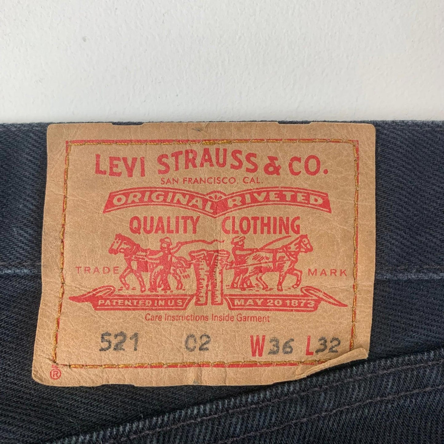 LEVI'S 521 Jeans Regular Fit Straight Leg Black Mens W36 L32