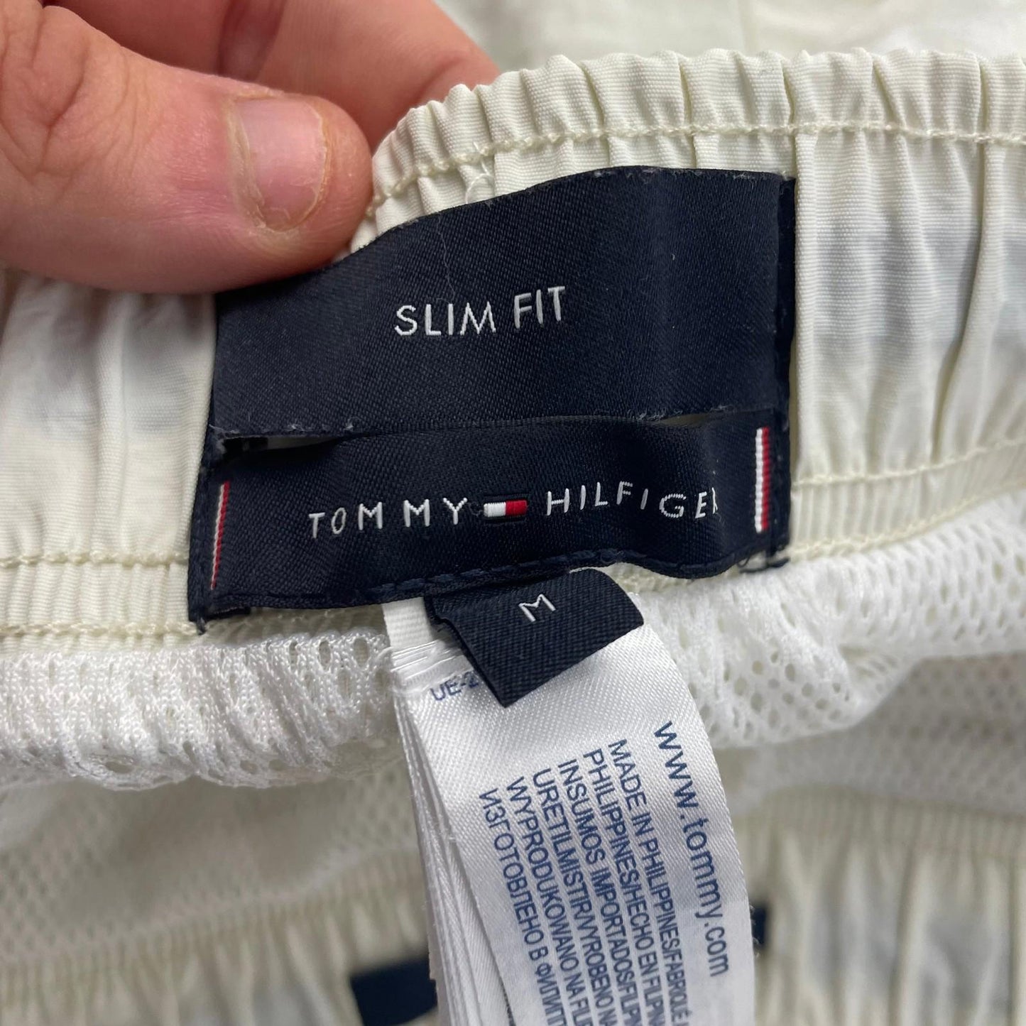 Tommy Hilfiger Swim Shorts Slim Fit Colourblock White Red Blue Mens Medium