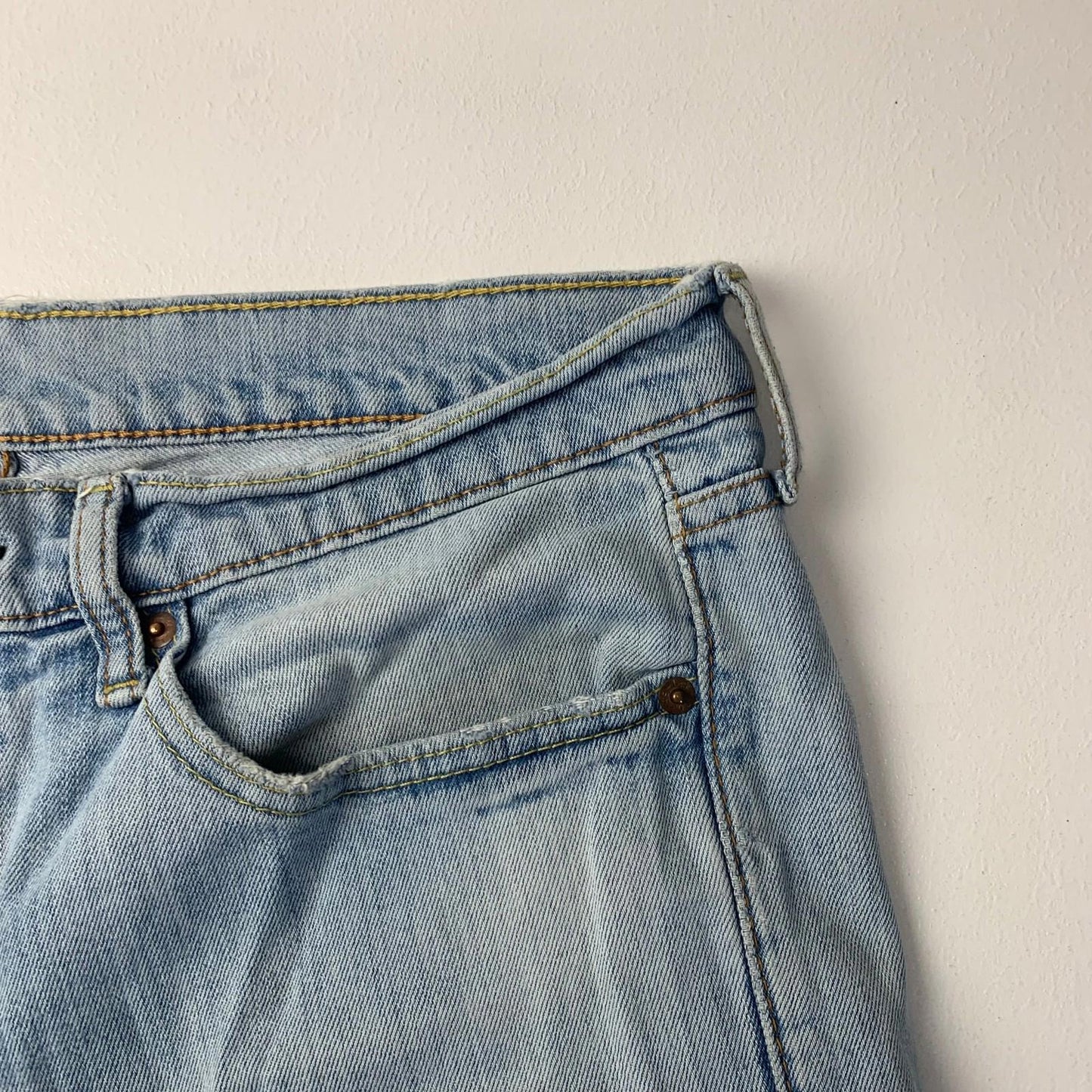 LEVI STRAUSS Denim Shorts Casual Light Wash Blue Summer Mens W34