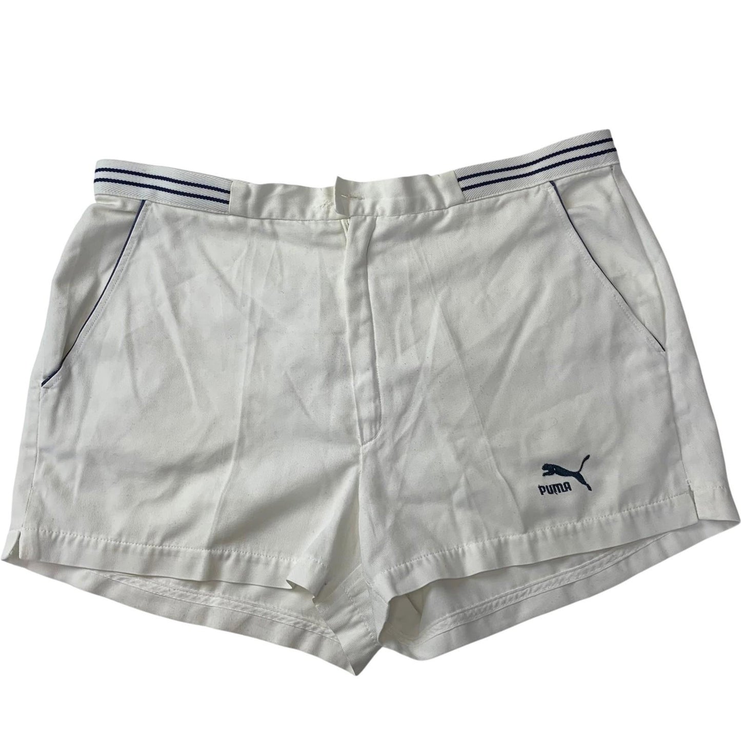 Puma Vintage Athletic Shorts White Retro Style Mens Medium