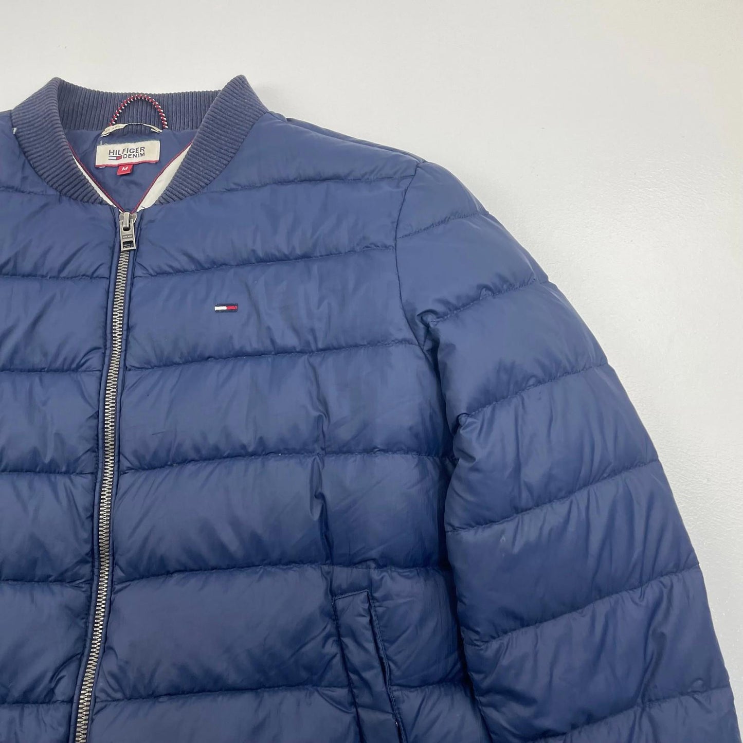 Hilfiger Denim Puffer Jacket Quilted Vintage Blue Women Medium