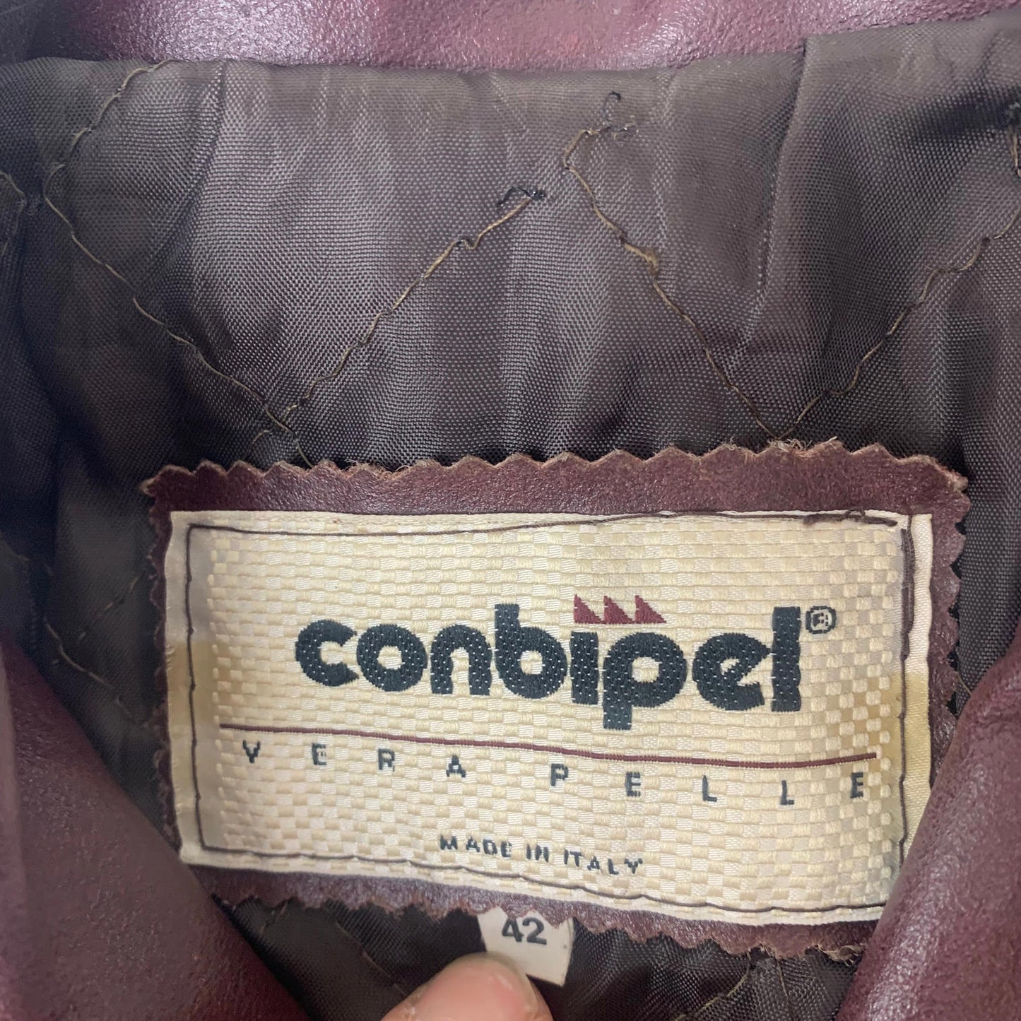 Women’s CONBIPEL Leather Jacket / Italian 44 / Burgundy / Small - Medium