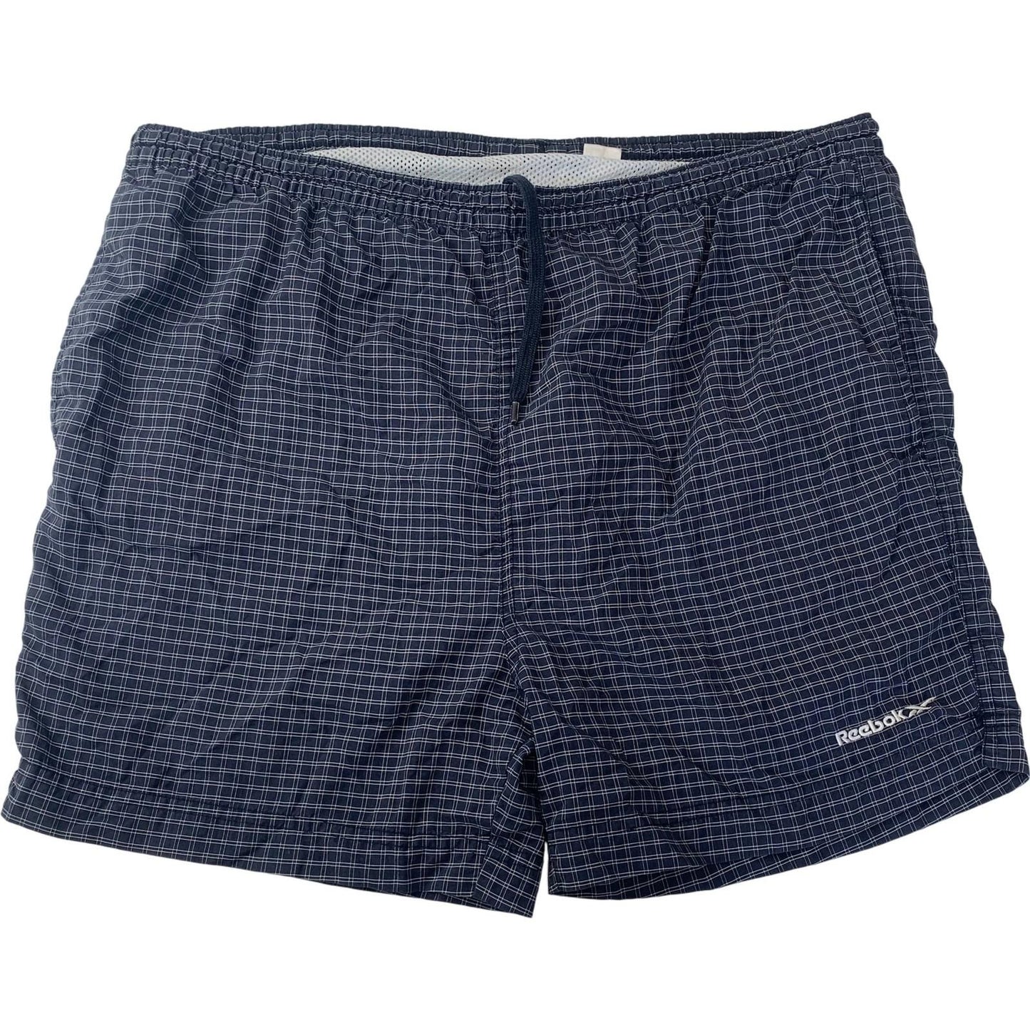 Reebok Essentials Swim Shorts Check Pattern Mesh Lining Blue Mens 30