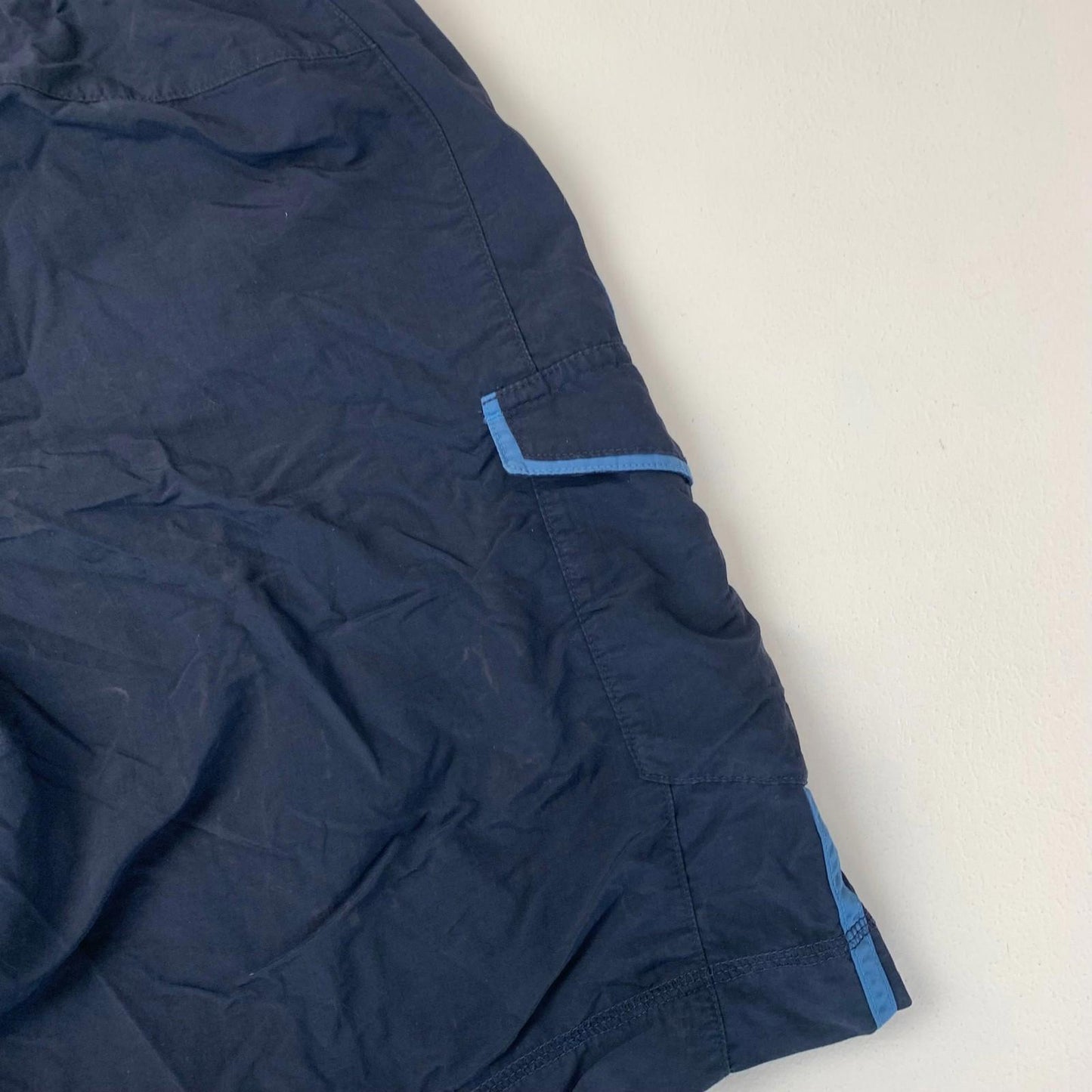 ADIDAS Cargo Activewear Shorts 3-Stripes Blue Relaxed Fit Mens Label Size Small