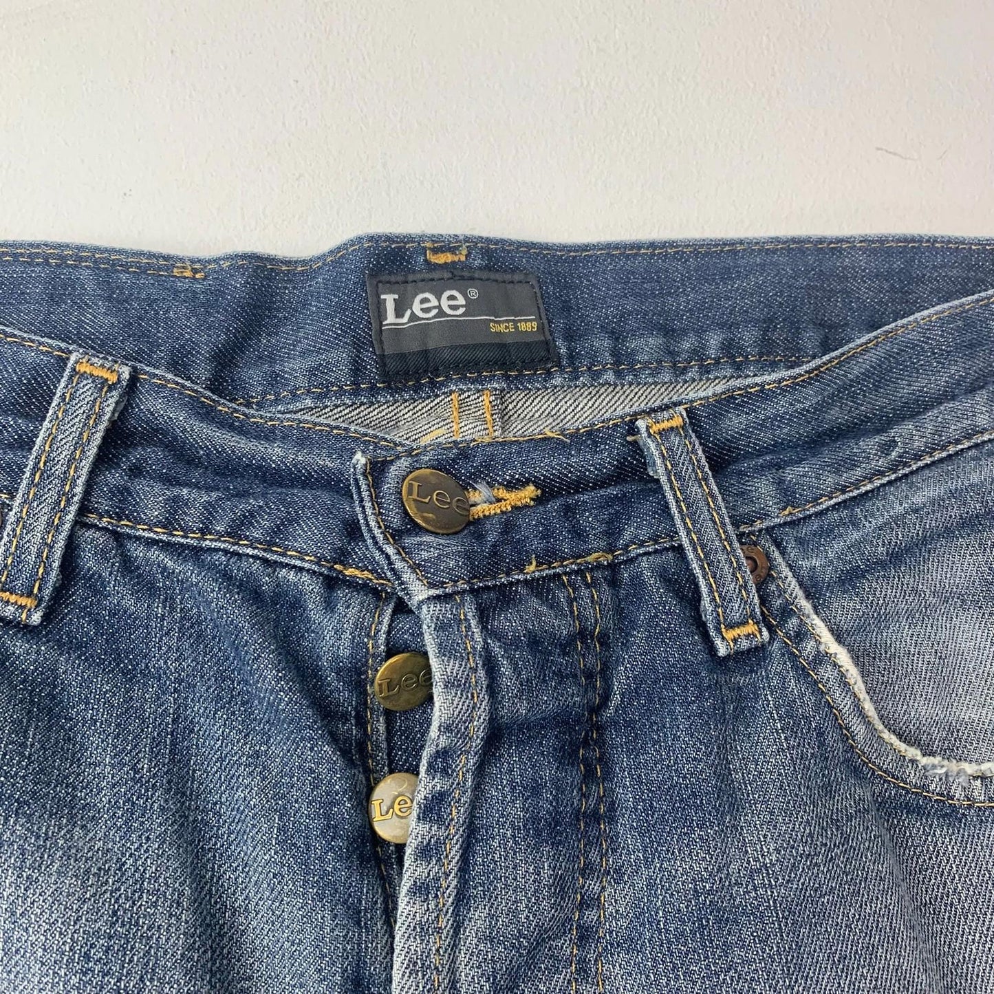 Lee Denim Shorts Distressed Casual Blue Mens W32