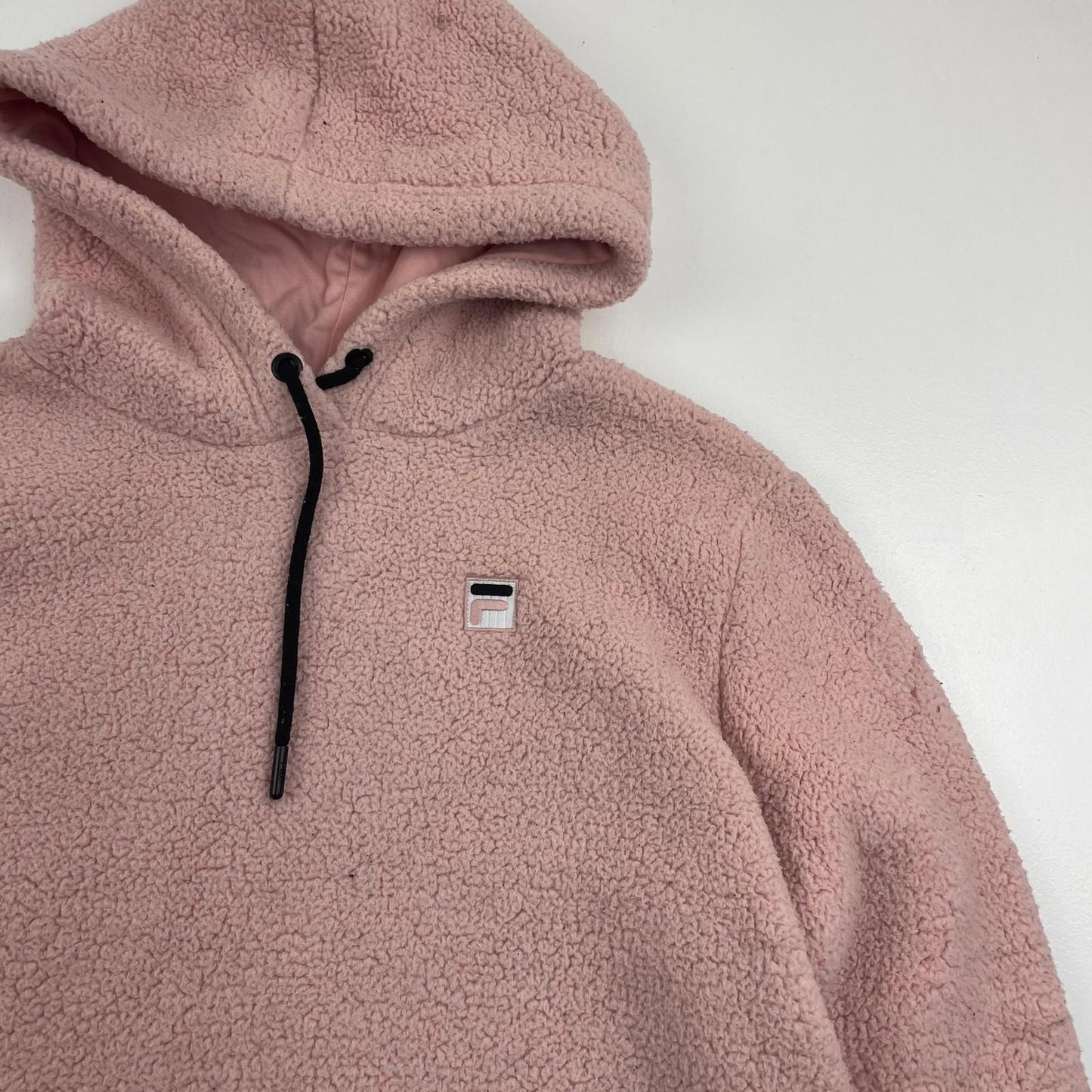 Fila Hoodie Pullover Fleece Pink Womens UK S