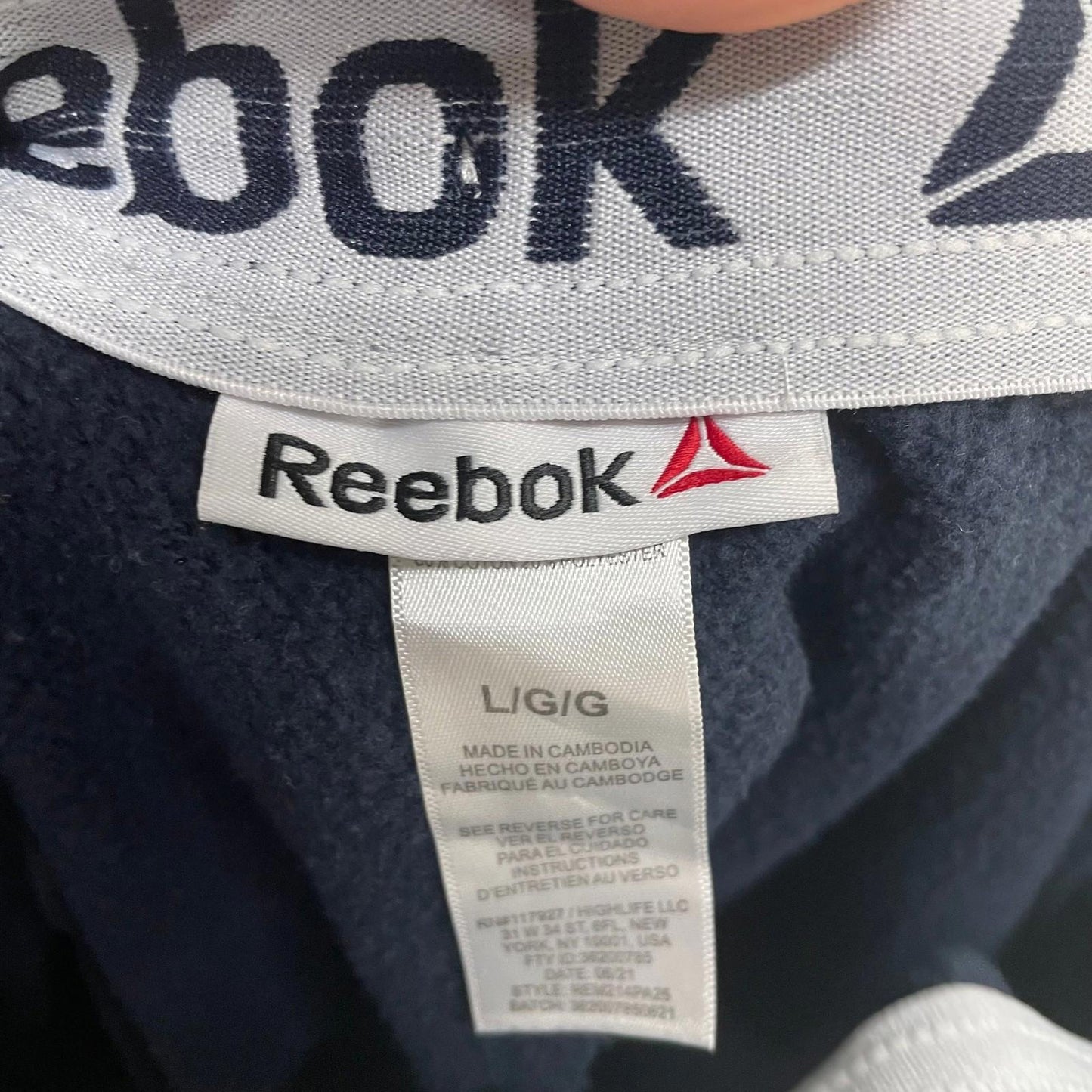 Reebok Jogger Track Pants Zip Pocket Blue Mens Size L