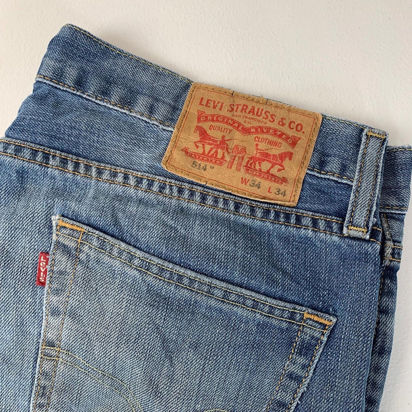 LEVI'S 514 Straight Fit Jeans Classic Blue Denim Mens W34 L34