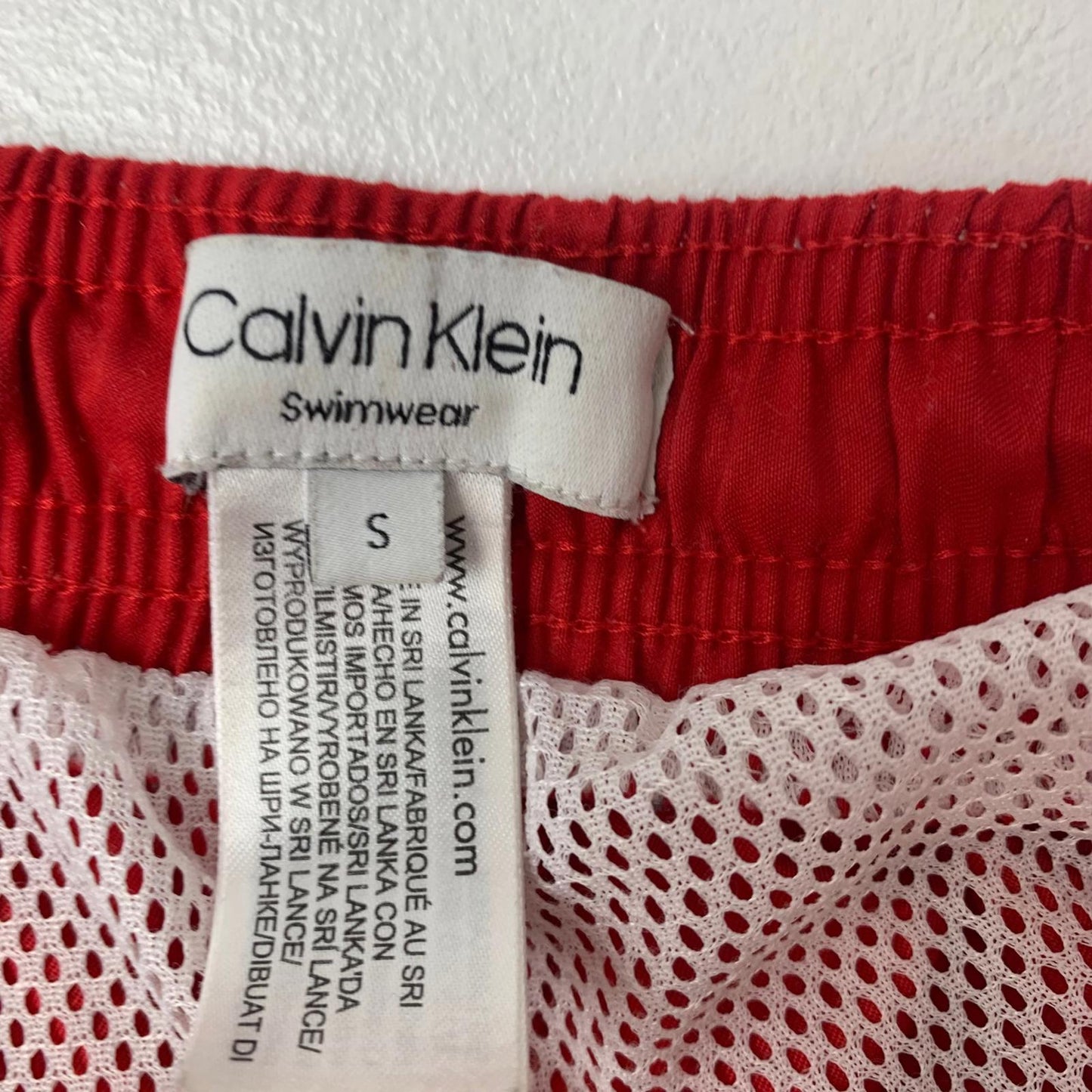 CALVIN KLEIN Swim Shorts Logo Tape Red Mens Small