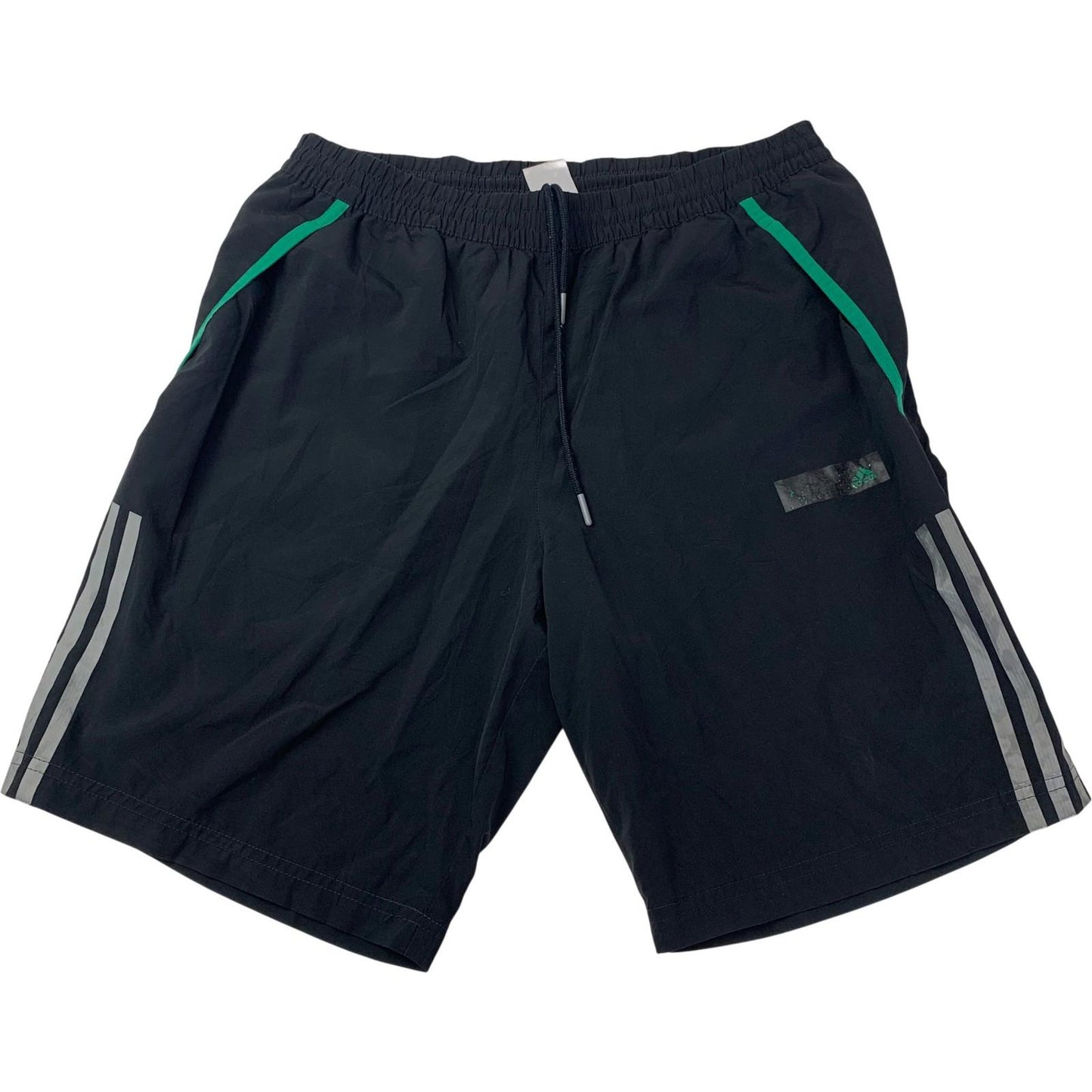 ADIDAS Climalite Activewear Shorts Black Reflective Stripes Mens L