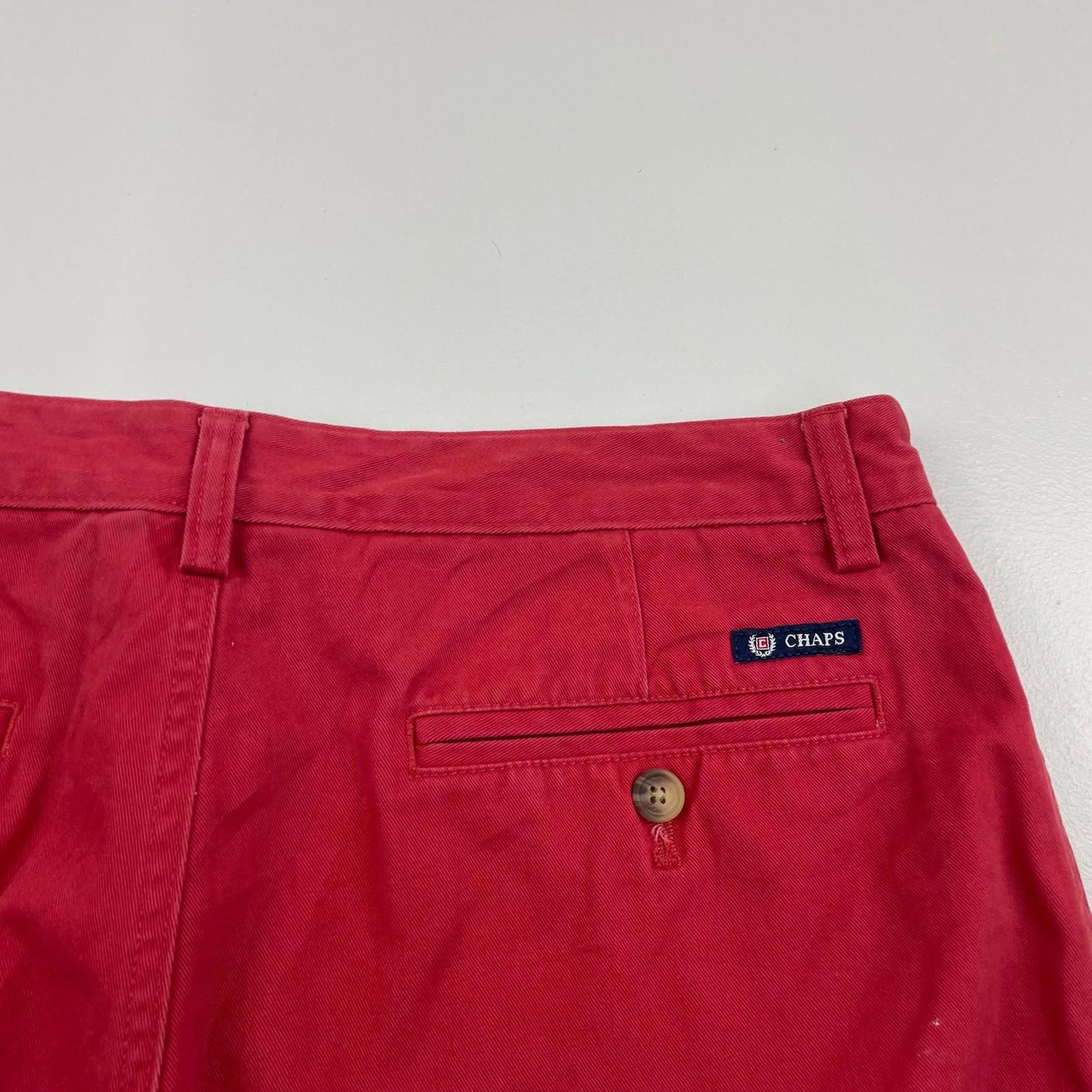 CHAPS Chino Shorts Casual Button Pocket Red Mens 34