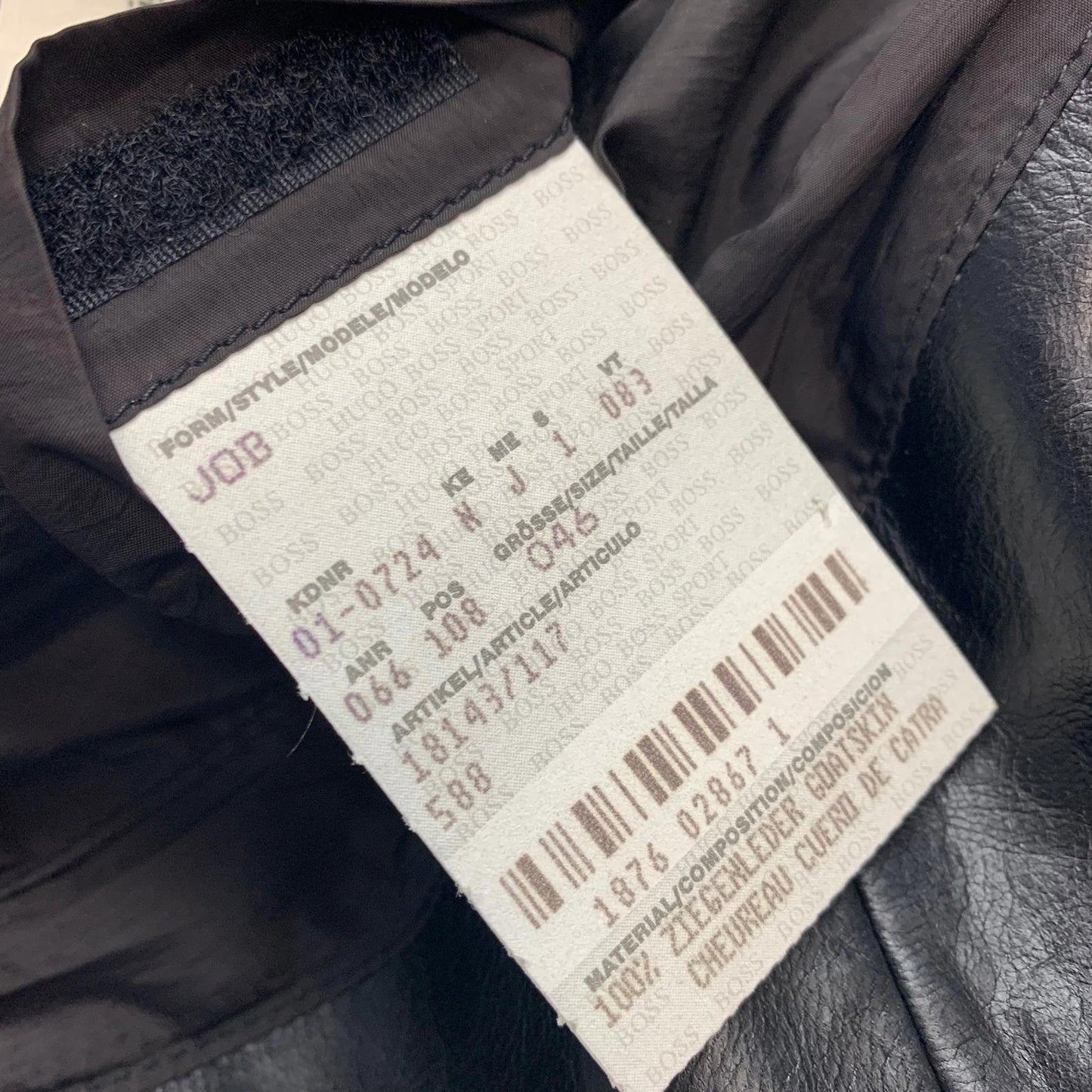 Mens HUGO BOSS Goat Skin Leather Jacket / Black / Eu 46 / Small