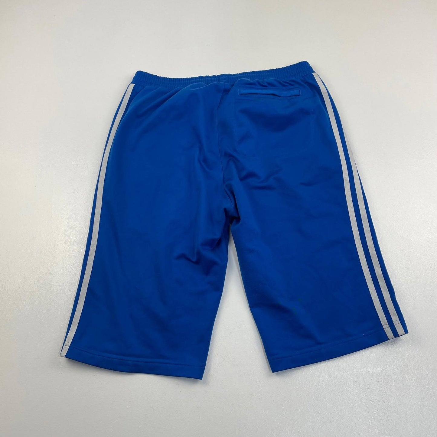 ADIDAS Activewear 3/4 Length Shorts Blue Striped Logo Mens Small