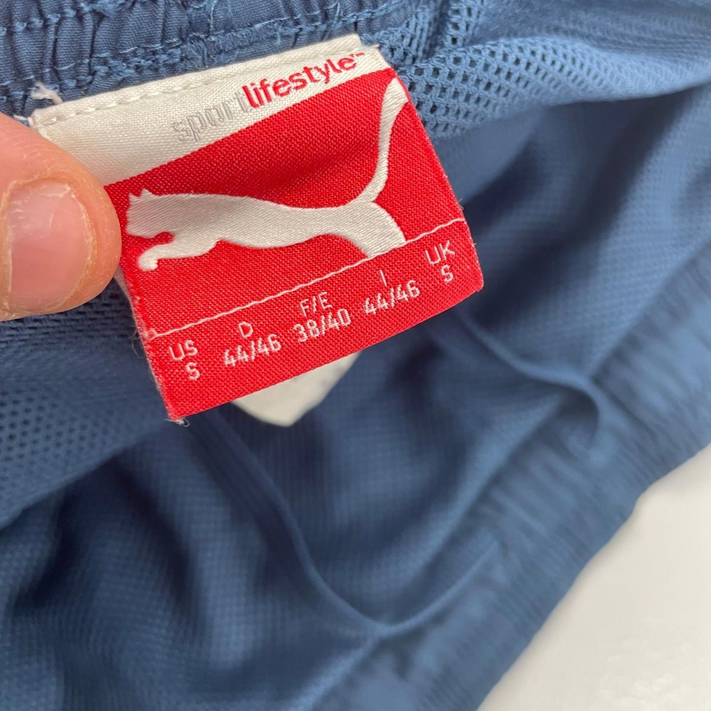 PUMA Athletic Shorts Graphic Print Blue Orange Mens UK S