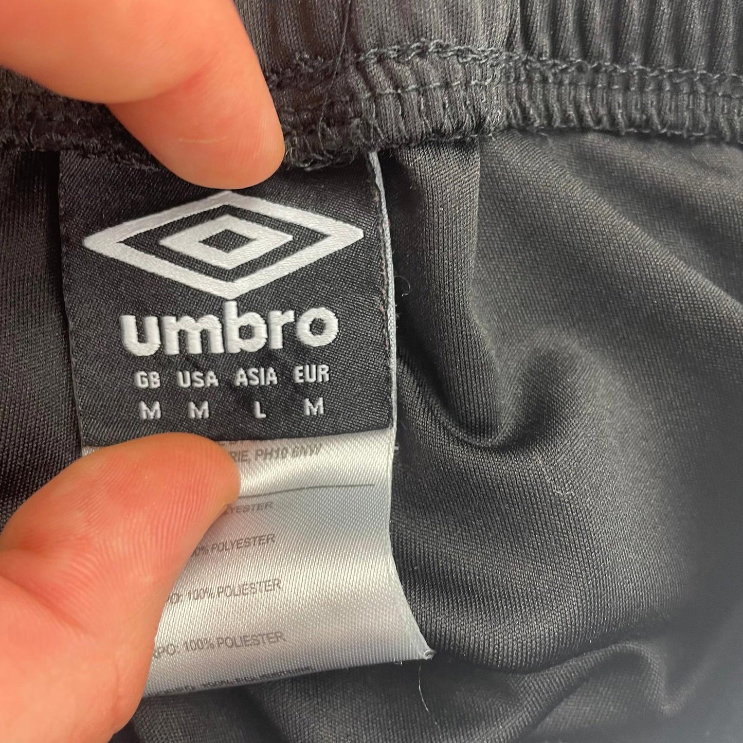 UMBRO Athletic Shorts Black Polyester Drawstring Logo Men's UK Size M