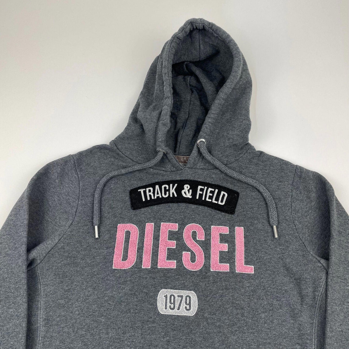 Women’s Grey DIESEL Spellout Hoodie Sweatshirt , Size XL