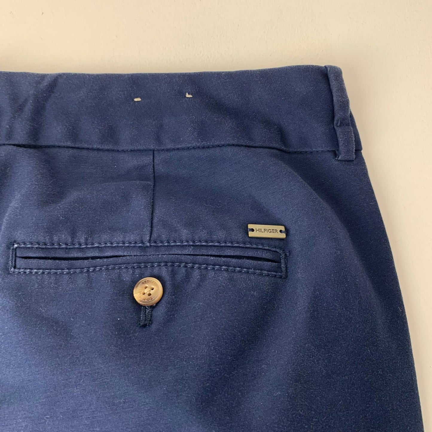 Tommy Hilfiger Parker Trousers Straight Leg Chino Navy Blue Women UK 16