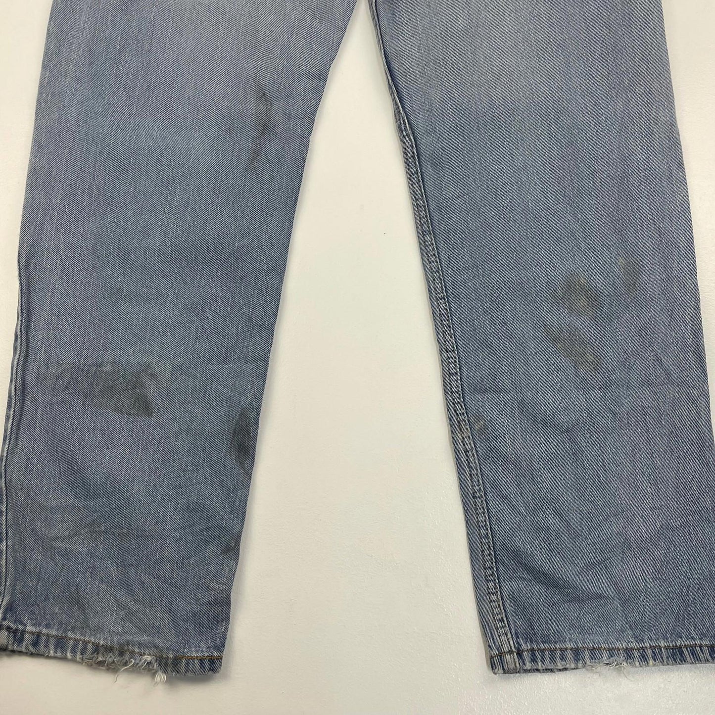 LEVI'S Jeans Straight Distressed Light Wash Denim Mens 36 X 32