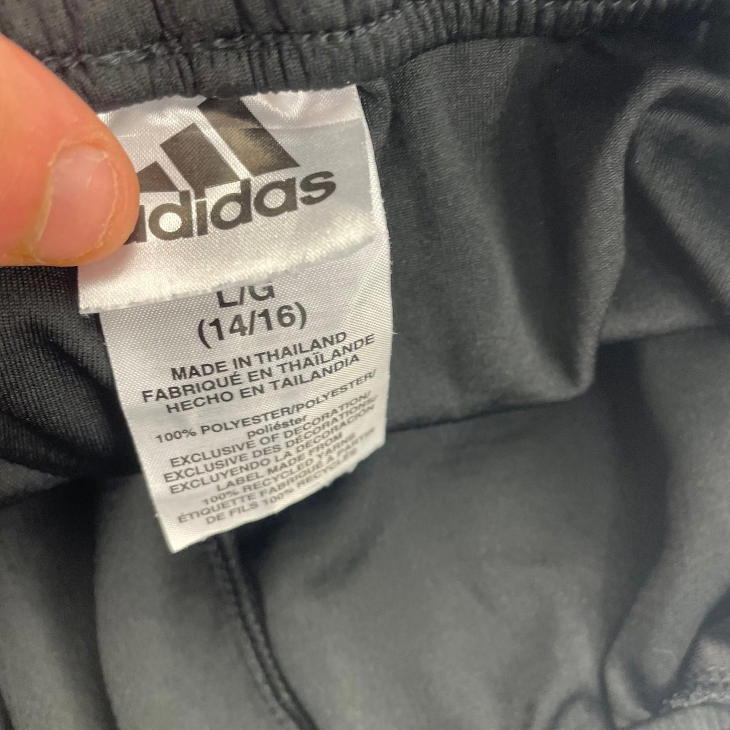 ADIDAS Boys Activewear Shorts Black Three Stripe Sports Youth L (14/16)