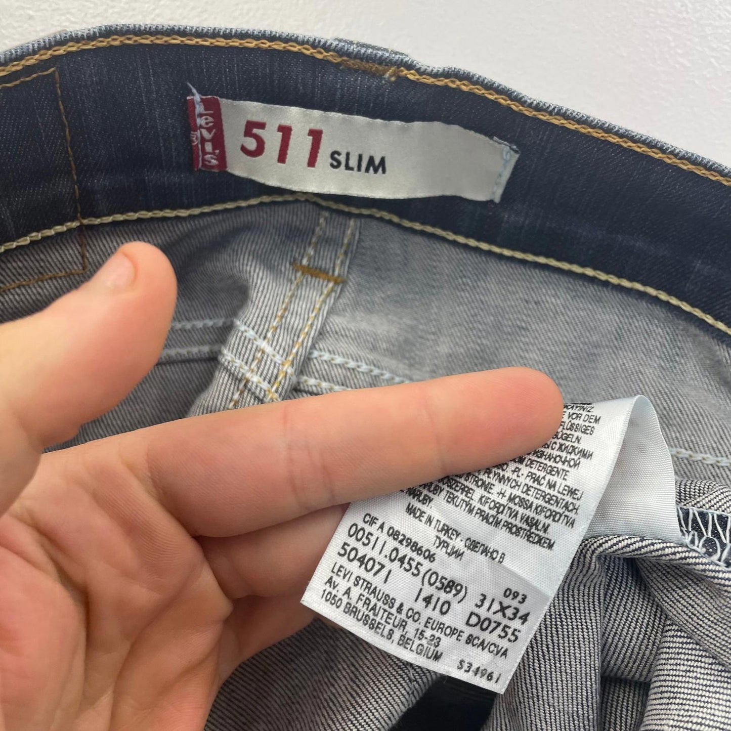 Levi's 511 Slim Jeans Classic Dark Blue Riveted Stitch UK 10 W31 L26