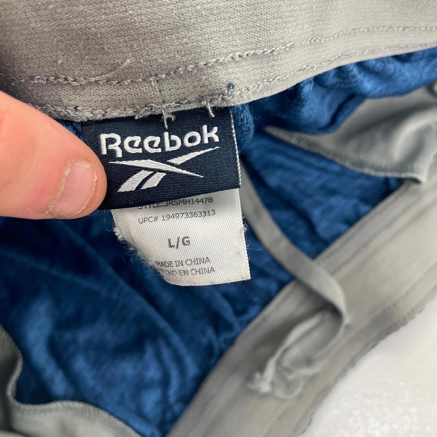 REEBOK Speedwick Athletic Shorts Blue Sweat Mens Large